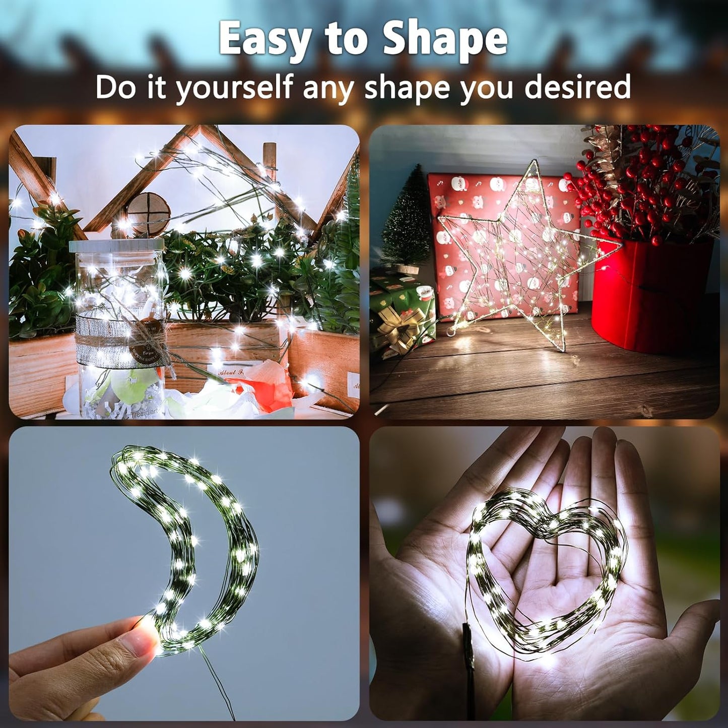 2 Pack Christmas Fairy Lights Battery Operated, 16.4FT 50 LED Dark Green Wire Micro Starry Twinkle Light with Auto Timer Waterproof, Indoor String Lights for Indoor Outdoor Yard Decor (Cool White)