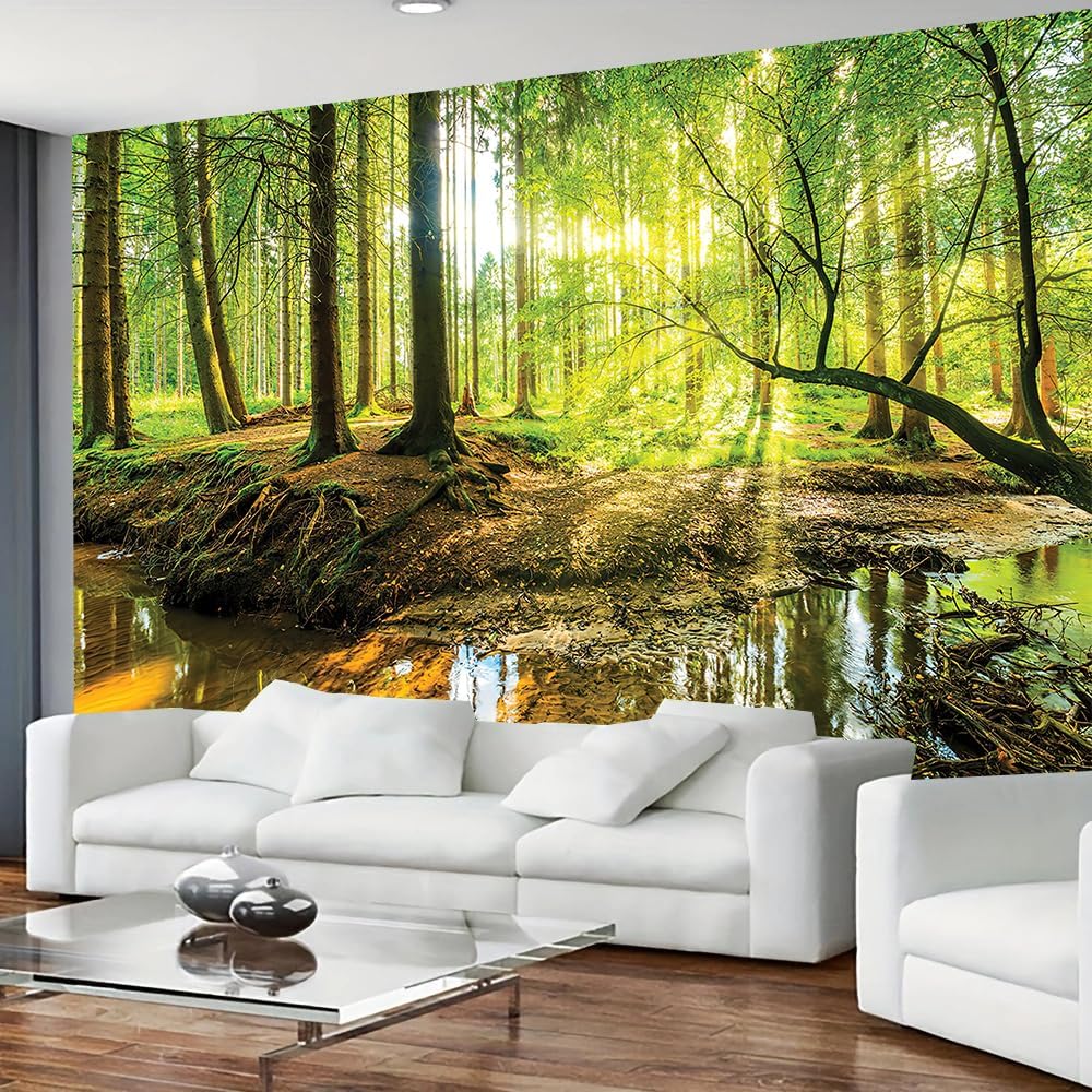 FENDROM Forest Tapestry Wall Hanging Trees Trunk Nature Green Sunlight Wall Tapestry for Livingroom Bedroom Dorm Home Decor