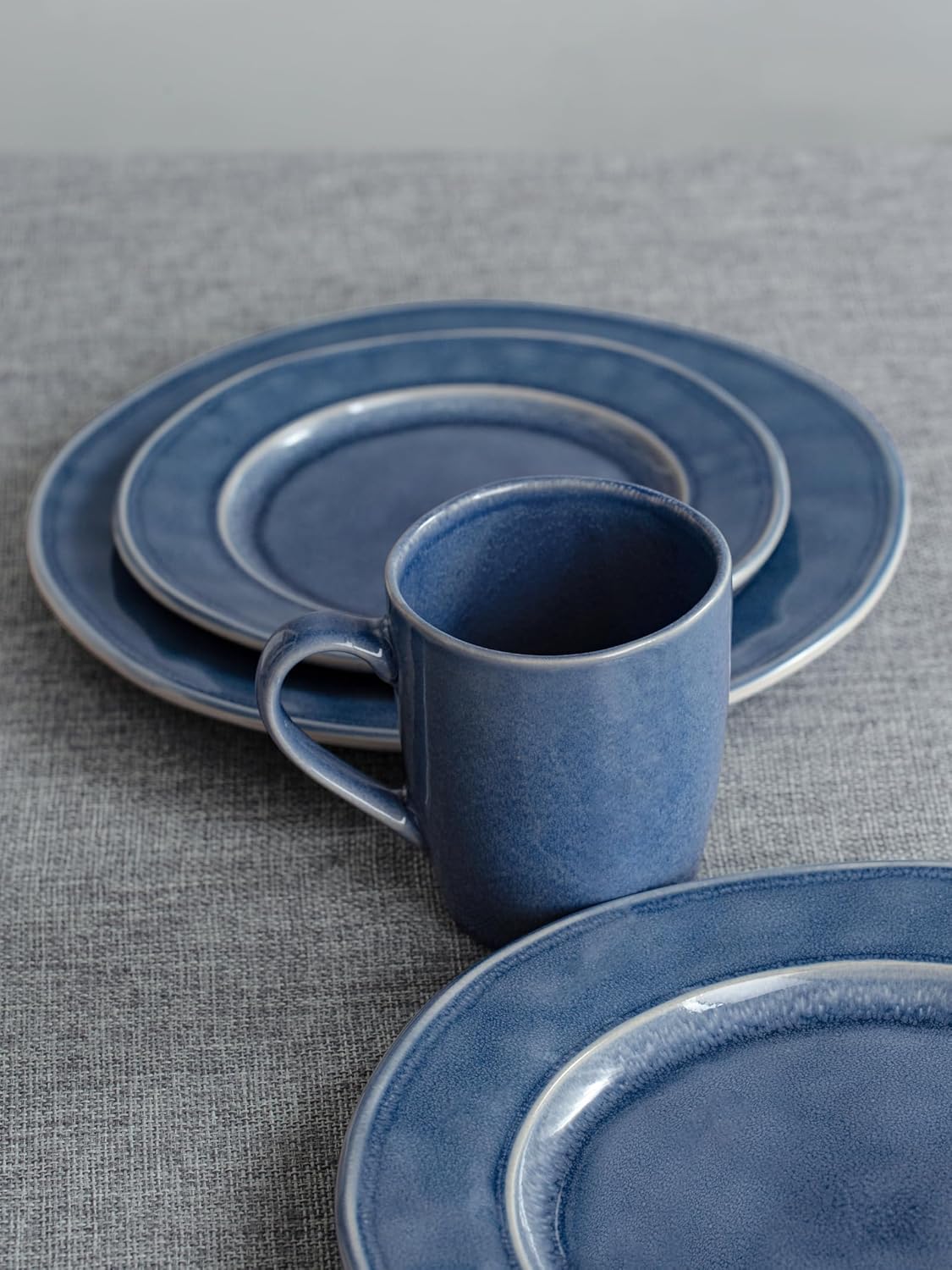 famiware Aurora Coffee Mugs, 14oz Mug Set of 4, Stoneware Mug, Cups for Kitchen, Cappuccino, Latte, Reactive Glaze, Microwave Safe, Scractch-resistant, Lagoon Blue