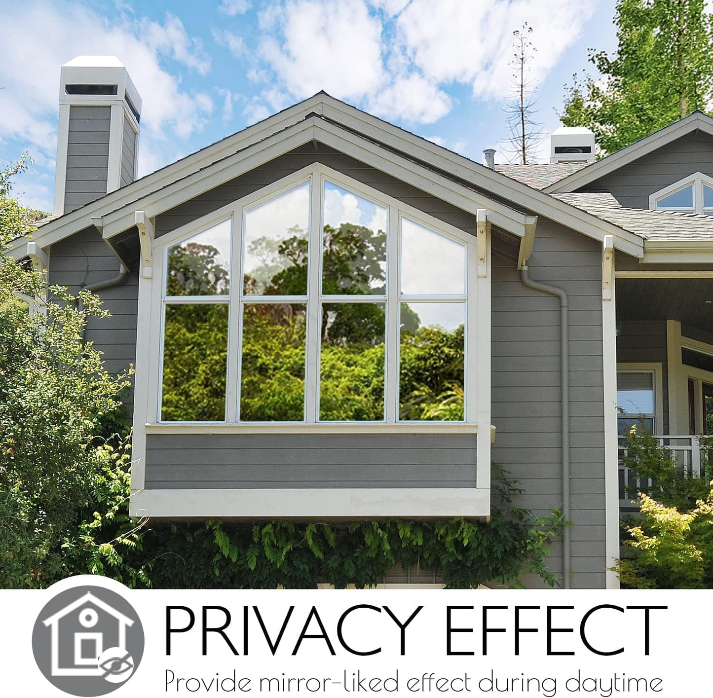 HIDBEA One Way Privacy Window Film, Daytime Mirror Reflective Heat Control UV Sun Blocking Non-Adhesive Static Cling Window Tint for Home and Office(Black-Silver, 41.3 Inch x 6.5 Feet)