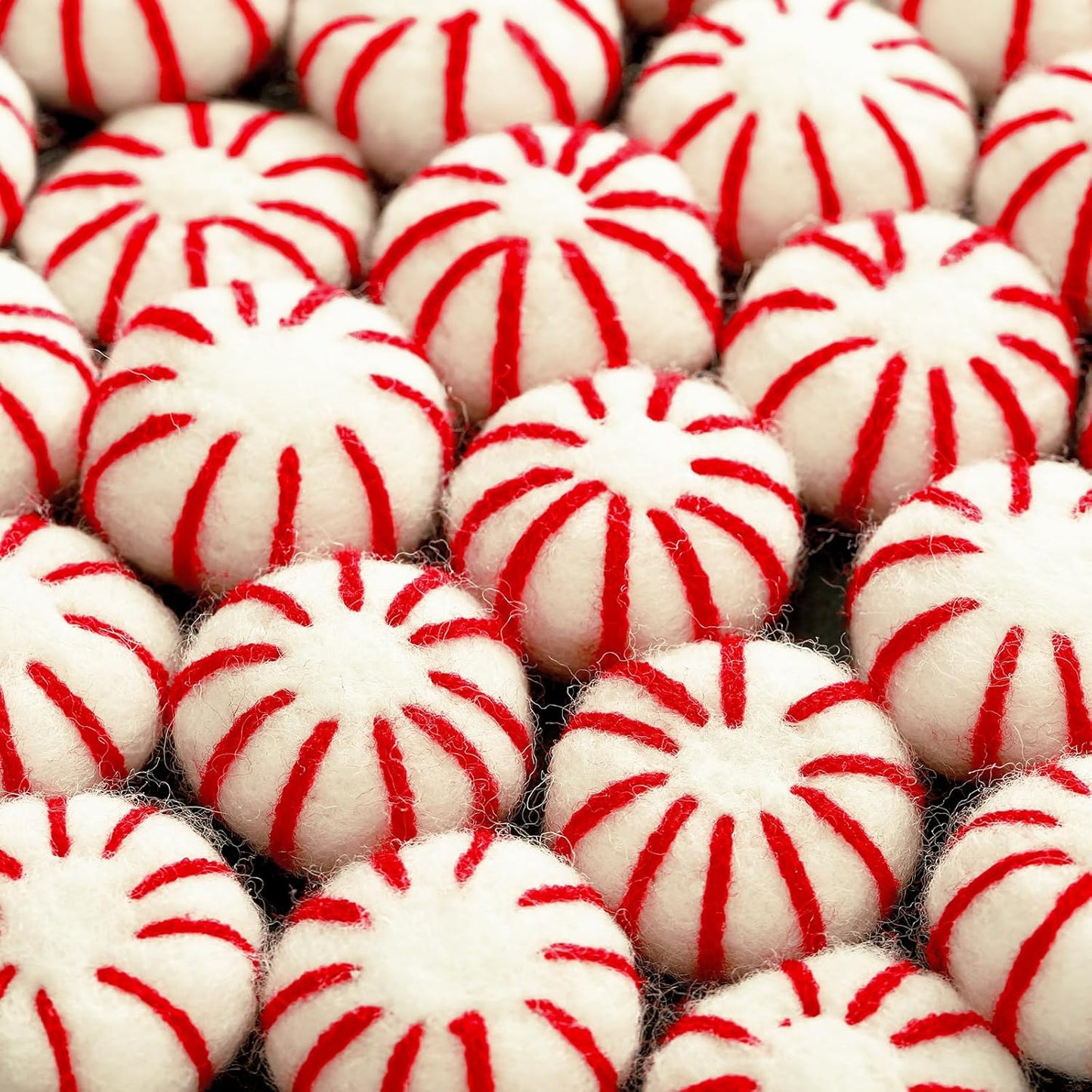 36 Pcs Felt Peppermint Decoration Christmas Wool Peppermints Christmas Arts Crafts Supplies, DIY Garland for Tree Home Vase Filler Decoration(Red)