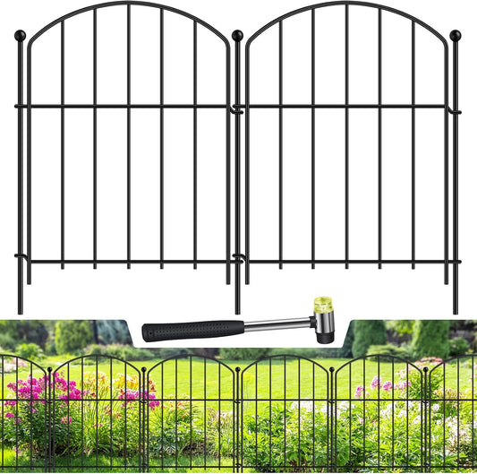 Decoration Garden Fence 17in x 10ft, 10 Pack Rustproof Metal Animal Barrier Fence, Arched Flower Bed Edge Decorative Rabbit and Dog Ground Defense No-Dig Fence for Patio Patio Outdoor