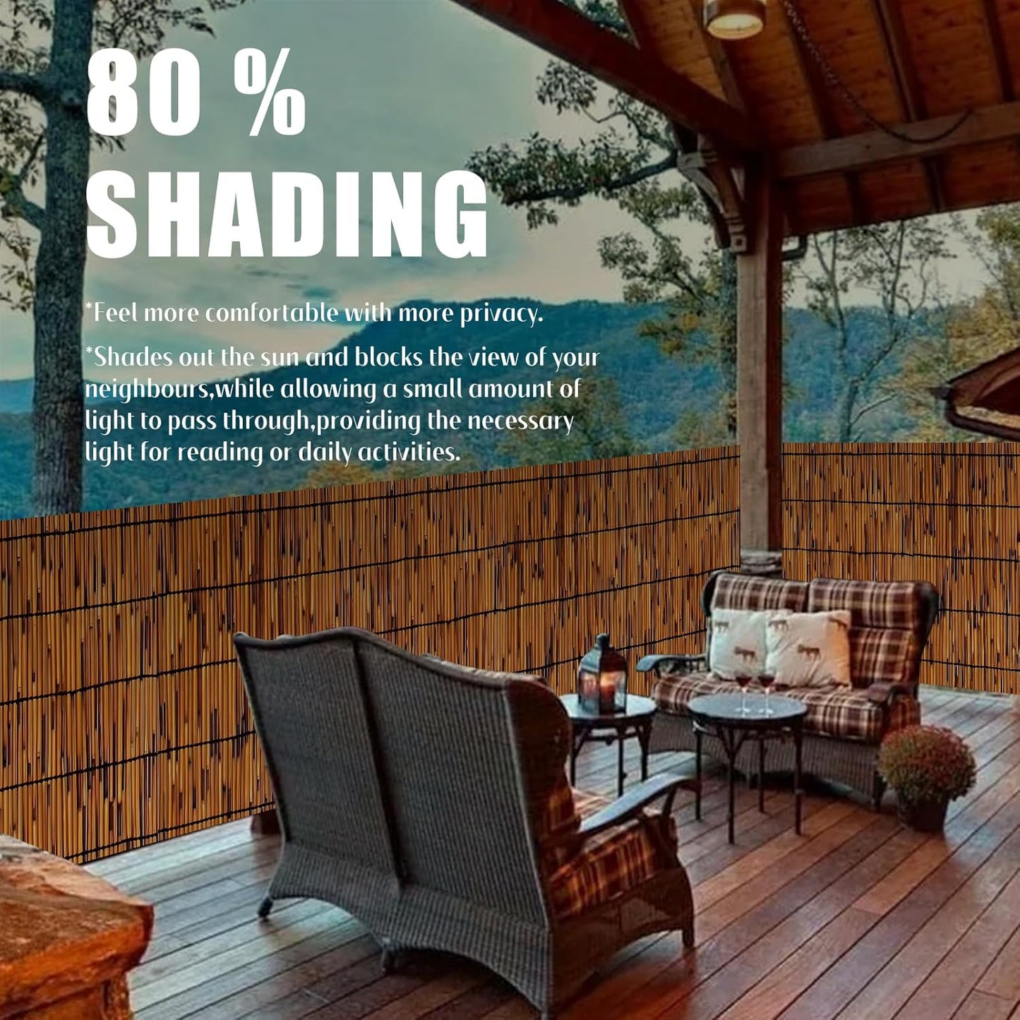 2 Pack Natural Reed Fence,4FT X 16.4FT Bamboo Fencing Privacy Reed Screening for Outdoor, Gallery, Restaurant, Hotel, Patio (Brown)