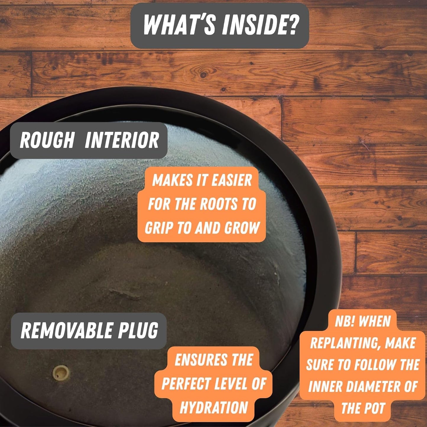 Fox & Fern Large 12 Inch Black Plant Pot — Premium Lightweight Fiberstone Matte Black Planter w Drainage Plug; Large Indoor & Outdoor Planter; 12 Inch Pots for Plants; Weather Resistant & UV Resistant