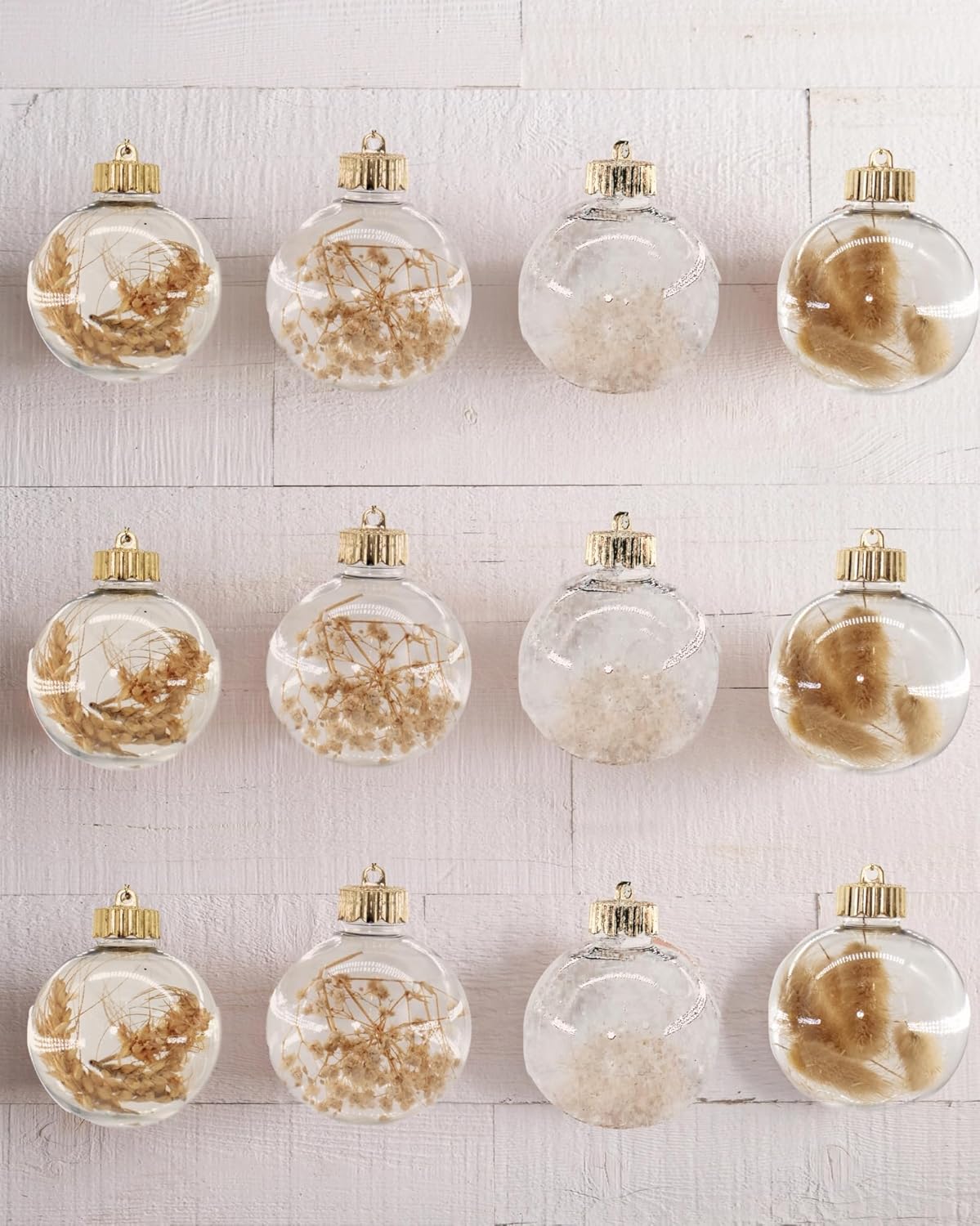 12 Pcs Rustic Christmas Ball Ornaments, 3.15 Inches Neutral Christmas Tree Decorations, Large Shatterproof Clear Boho Ornaments for Xmas Tree, Home Decor, Wedding, Party