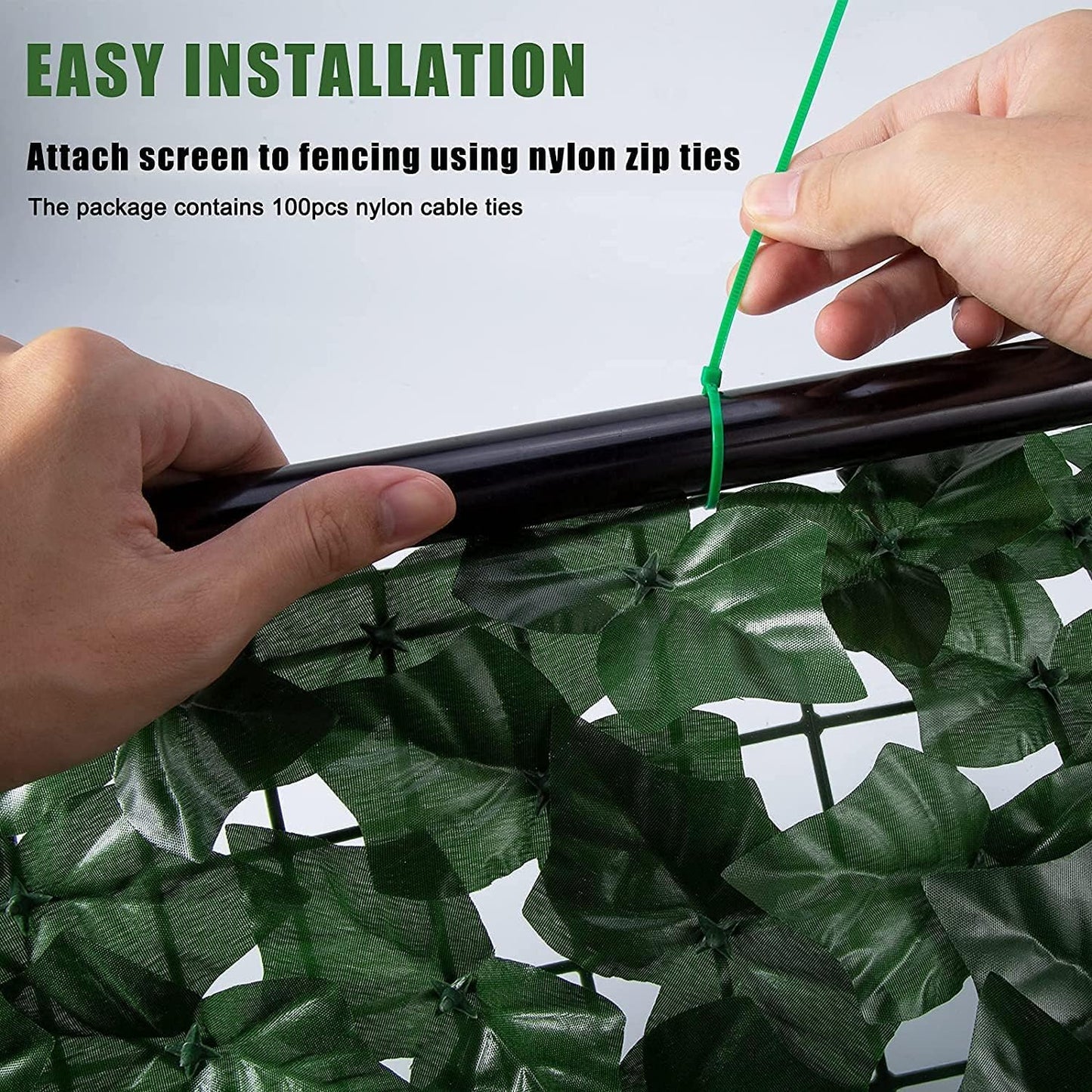 Faux Ivy Privacy Fence Screen Outdoor Expandable Artificial Greenery Roll Fake Hedge Wall Patio Green Plastic Leaf Plant Vine Grass Panels Gate Covering for Garden Yard Balcony (197 X 40 in)