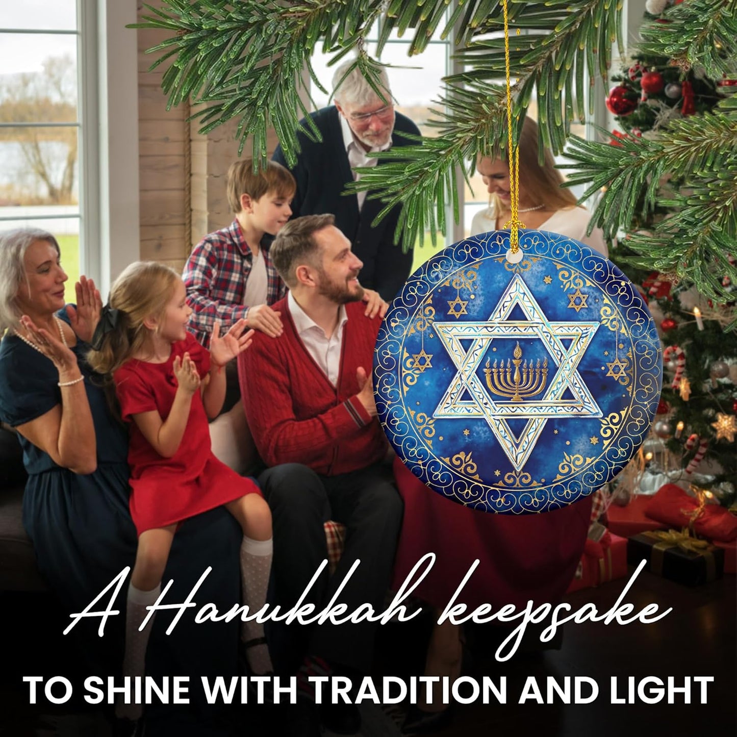 FLAGWIX Hanukkah Gifts for Men Women - Ceramic Christmas Ornaments 2025 for Tree Decorations - Hanukkah Decorations for Home, Spiritual Christmas Tree Ornaments, Jewish Gifts for Mom Sister Friends