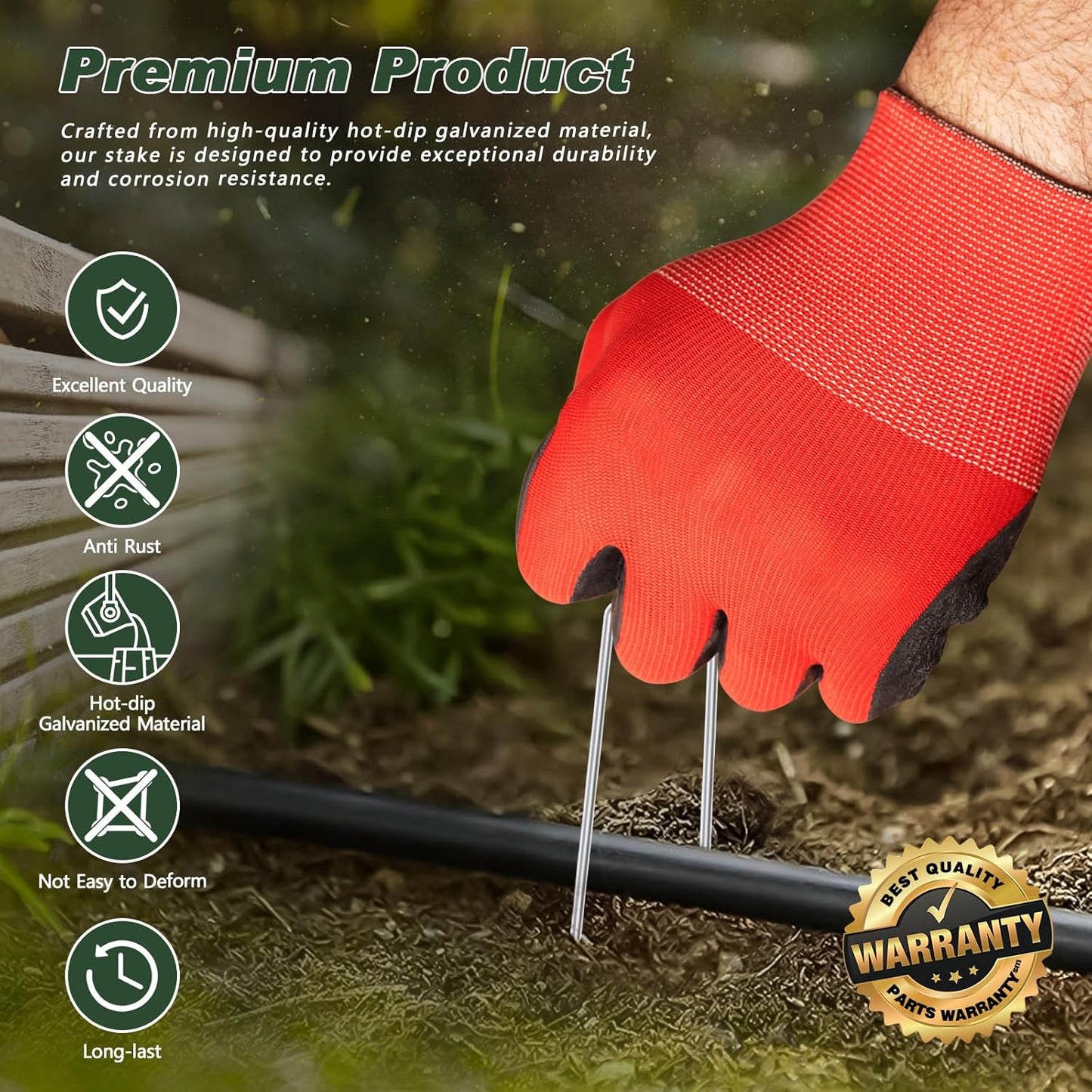 FEED GARDEN 4 Inch 100 Pack Hot-dip Galvanized Landscape Staples 11 Gauge Anti-Rust Garden Stakes Landscaping Fabric SOD Pins Yard Stakes for Weed Barrier Fabric