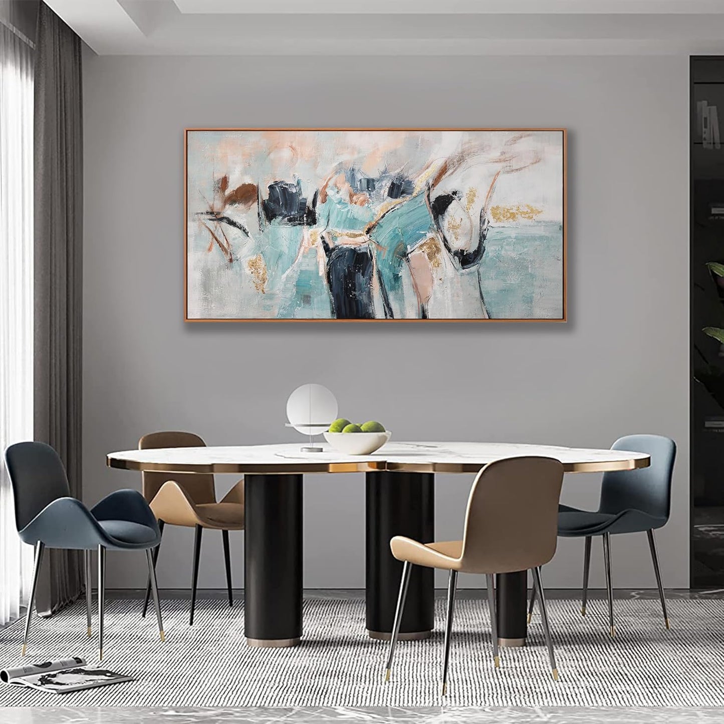 Dimpaga Abstract Wall Art Framed Ready To Hang Home Decor Artwork Wall Art Colorful Fantasy Graffiti Prints Canvas Painting For Living Room Bedroom Office Apartment Decoration 24"X48"