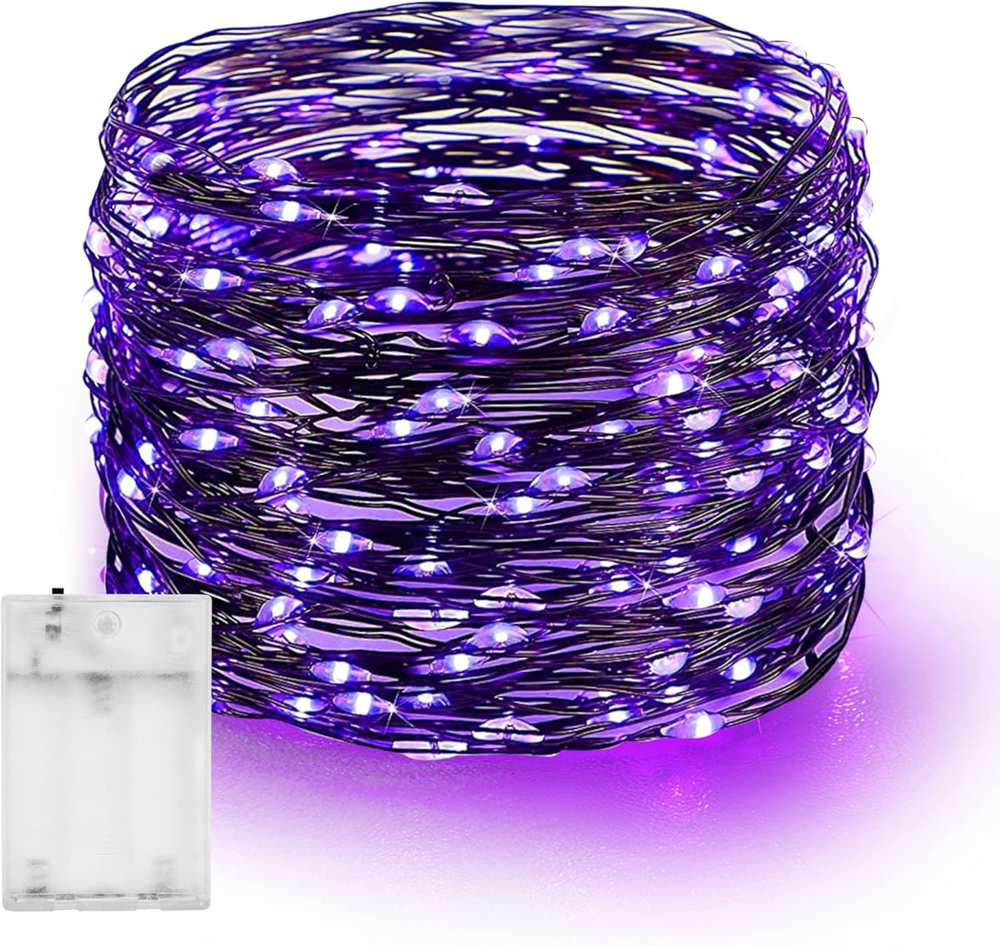 Dazzle Bright Fairy String Lights, 20 FT 60 LED Copper Wire Battery Operated Waterproof Lights, Halloween Decorations for Indoor Home Room Outdoor Garden Patio Party Decor (Purple, 1)