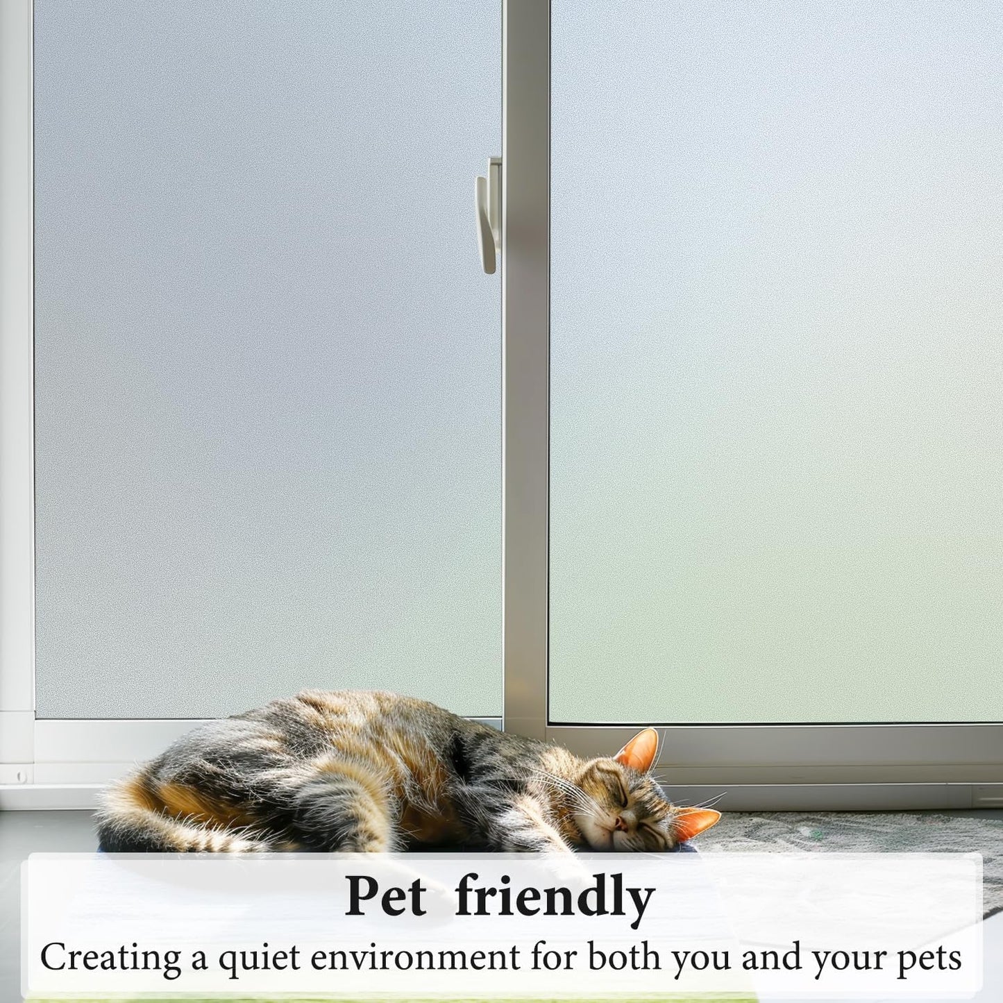 DUOFIRE Privacy Window Film Natural Frosted Glass Film Static Cling Glass Film No Glue Anti-UV Window Sticker Non Adhesive for Privacy Office Meeting Room Bathroom Living Room 35.4in. x 118in. S001