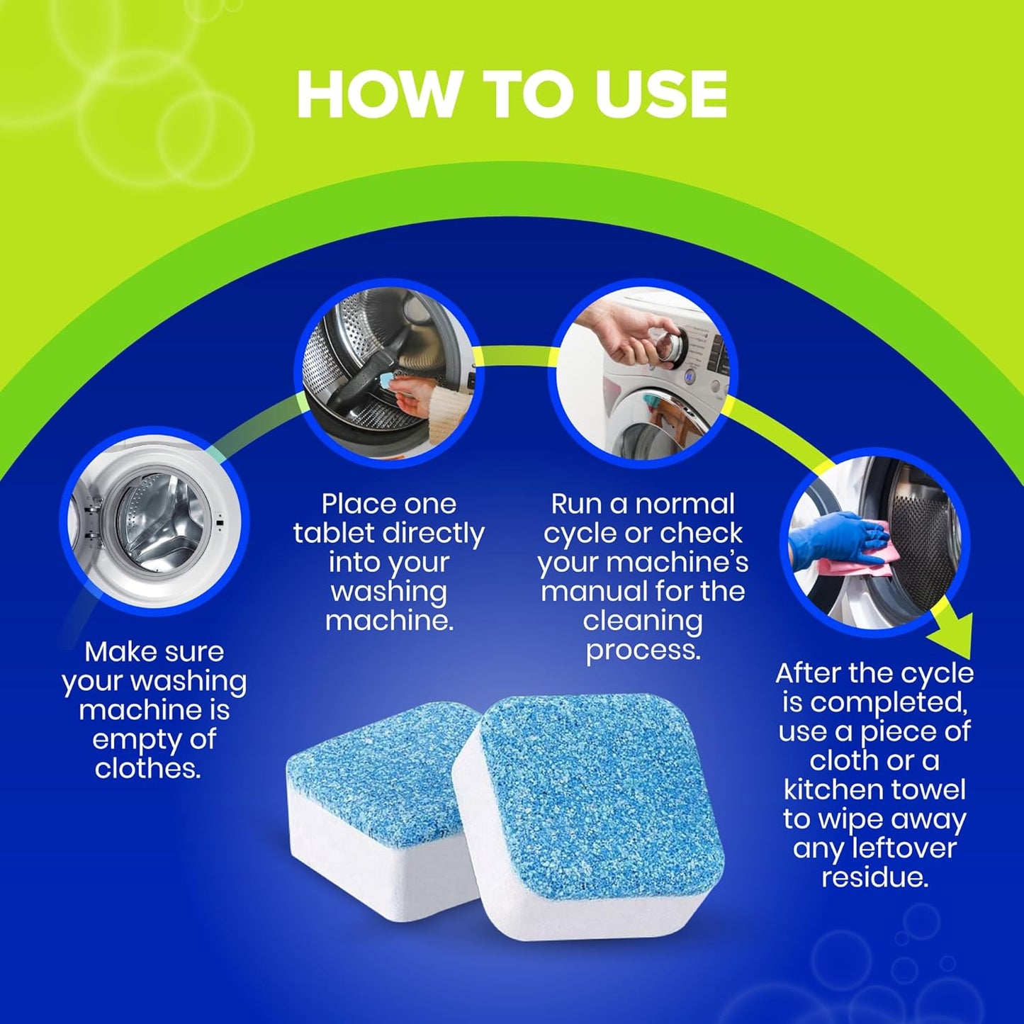 Washing Machine Cleaner Tablets – 25-Pack Deep Cleaning for Front Loader, Top Load & HE Washers – Helps Remove Odor-Causing Residues, Pet Hair & Hard Water Buildup – Septic Safe