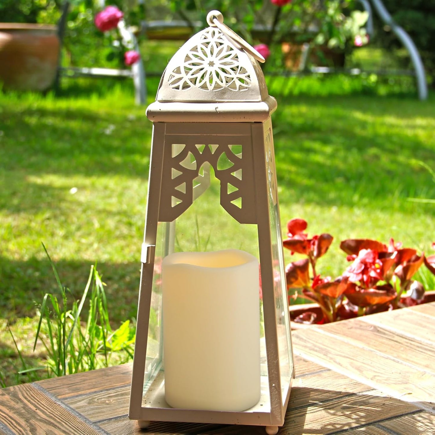 2 Pack 4" x 6" Waterproof Outdoor Flameless Candles with Remote and Timer, Battery Operated Flickering LED Flameless Pillar Candles for Lantern, Porch, Ivory, Plastic