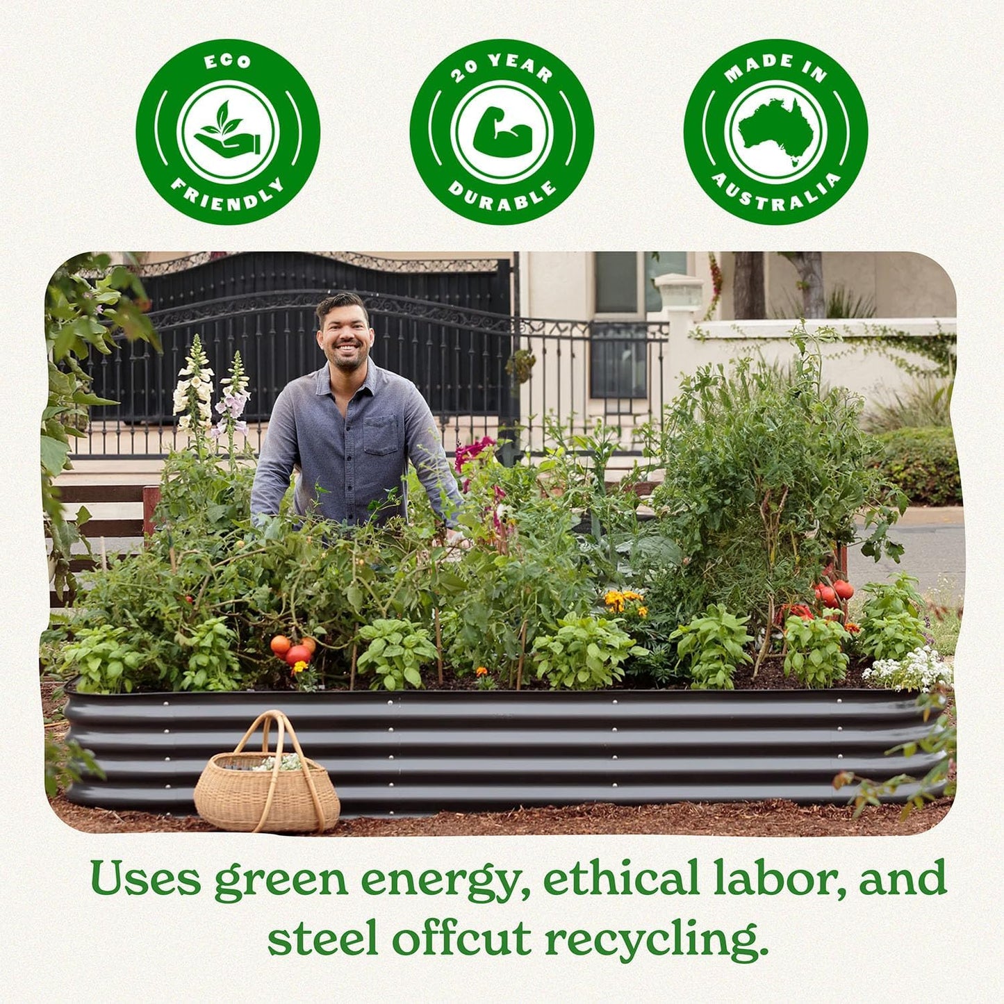 Epic Gardening 5-in-1 Modular Galvanized Raised Garden Bed Kit, 15" Tall Metal Planter Box, Durable Aluzinc Steel Raised Garden Bed Outdoor for Vegetables, Herbs, Flowers & Fruits - Round - Slate Grey