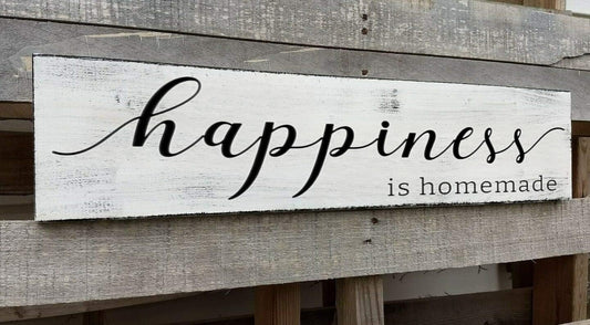 Happiness is Homemade Sign, Farmhouse Kitchen Sign,Rustic Wooden Kitchen Wall Decor for Dining Room (Happiness) 6x18 Inch