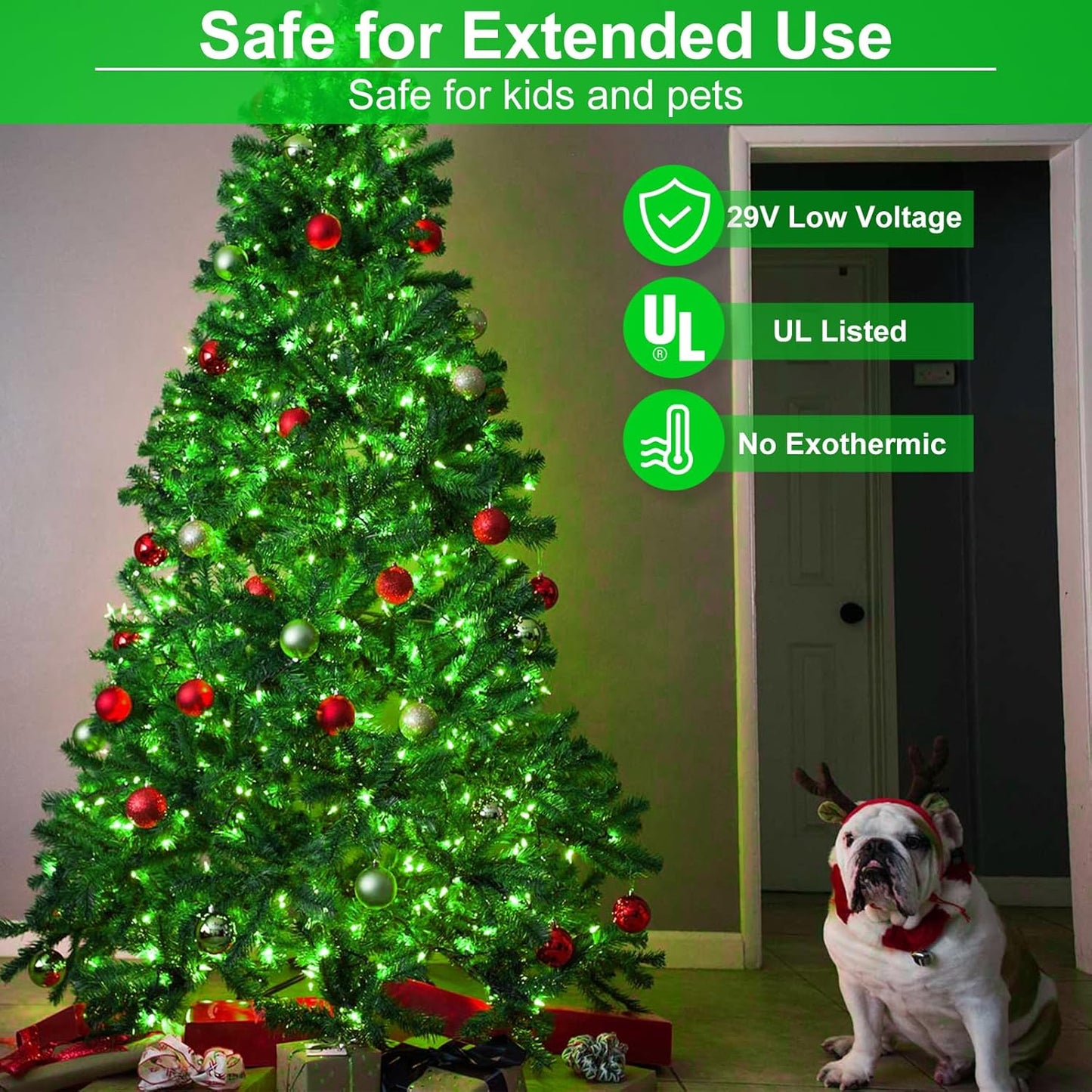 2 Pack Christmas Lights Outdoor, Total 200FT 600LED String Lights for Outside with 8 Modes Waterproof, Green Wire Twinkle Tree Lights Green Wire for Indoor Yard Garden Party Decorations, Green