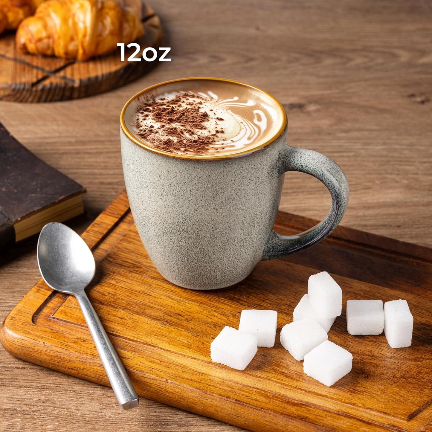 GBHOME Ceramic Coffee Mugs Set of 6, 12oz Stoneware Coffee Mugs Set For Dad Mom Women MEN, Light Weight Coffee Cups for Latte/Tea/Beer/Hot Cocoa, Dishwasher & Microwave Safe