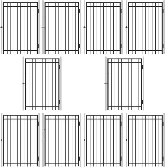 Fencer Wire Pack of 10 Heavy Duty Flat Top Fence Gate, 6FT Height x 4FT Width Outdoor Fence Gate, Anti-Rust Steel Gate for Fencing Barrier, Decorative Garden Gate for Residential, Yard, Pool, Patio