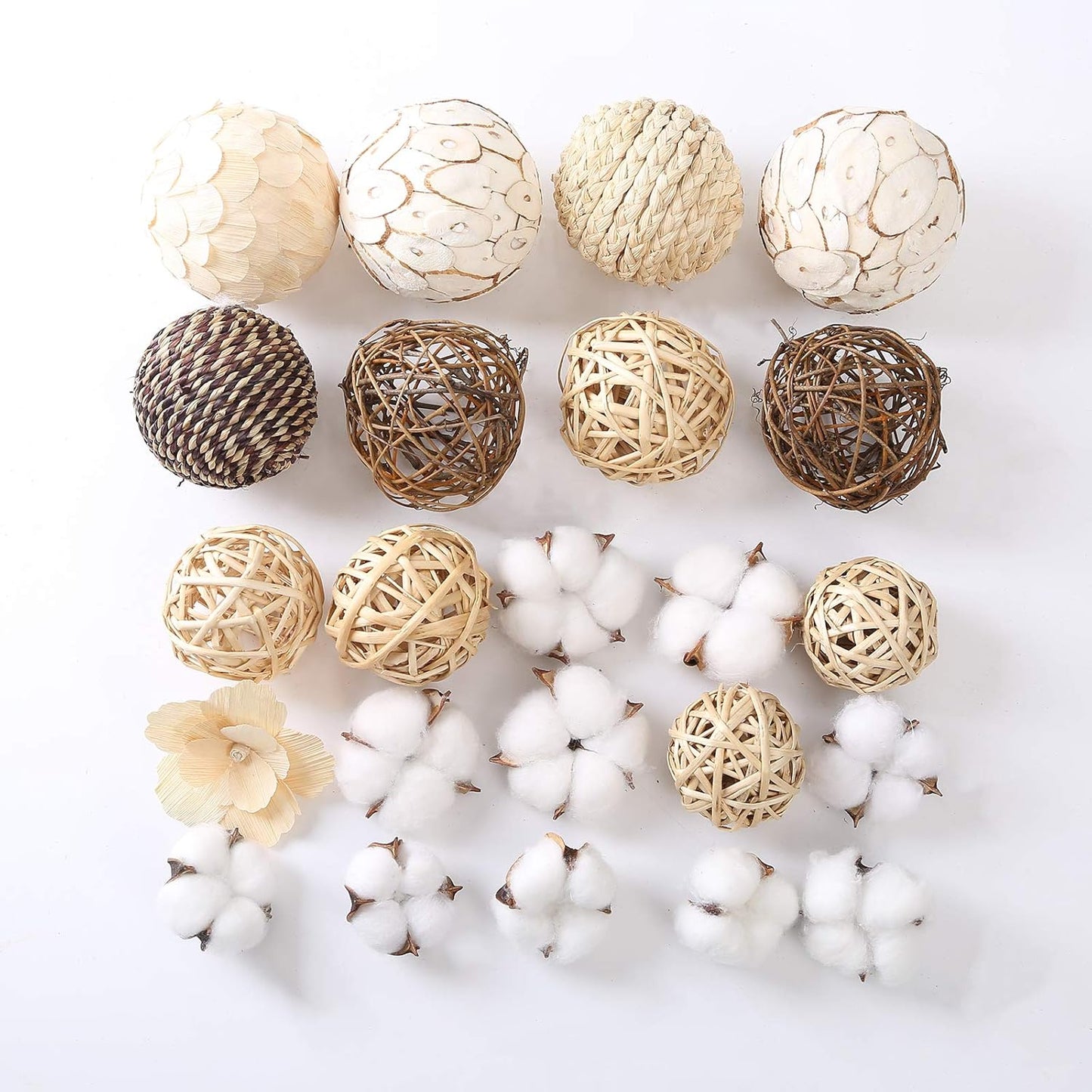 Decorative Balls Assorted Spherical Rattan Twigs Wicker Balls Cotton for Bowl and Vase Filler Balls Spheres Orbs Filler Centerpiece Home Decor
