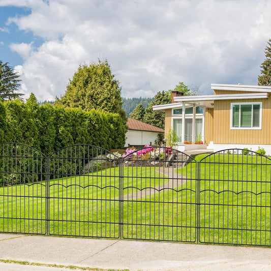 Decorative Garden Fence 6 Panels 6 Panels 13.4 ft (L)×32in (H) Metal Garden Fences, No Dig Animal Barrier Fencing Rustproof Wire Border Temporary Dog Fence Outdoor for Patio Backyard Lawn - No Door