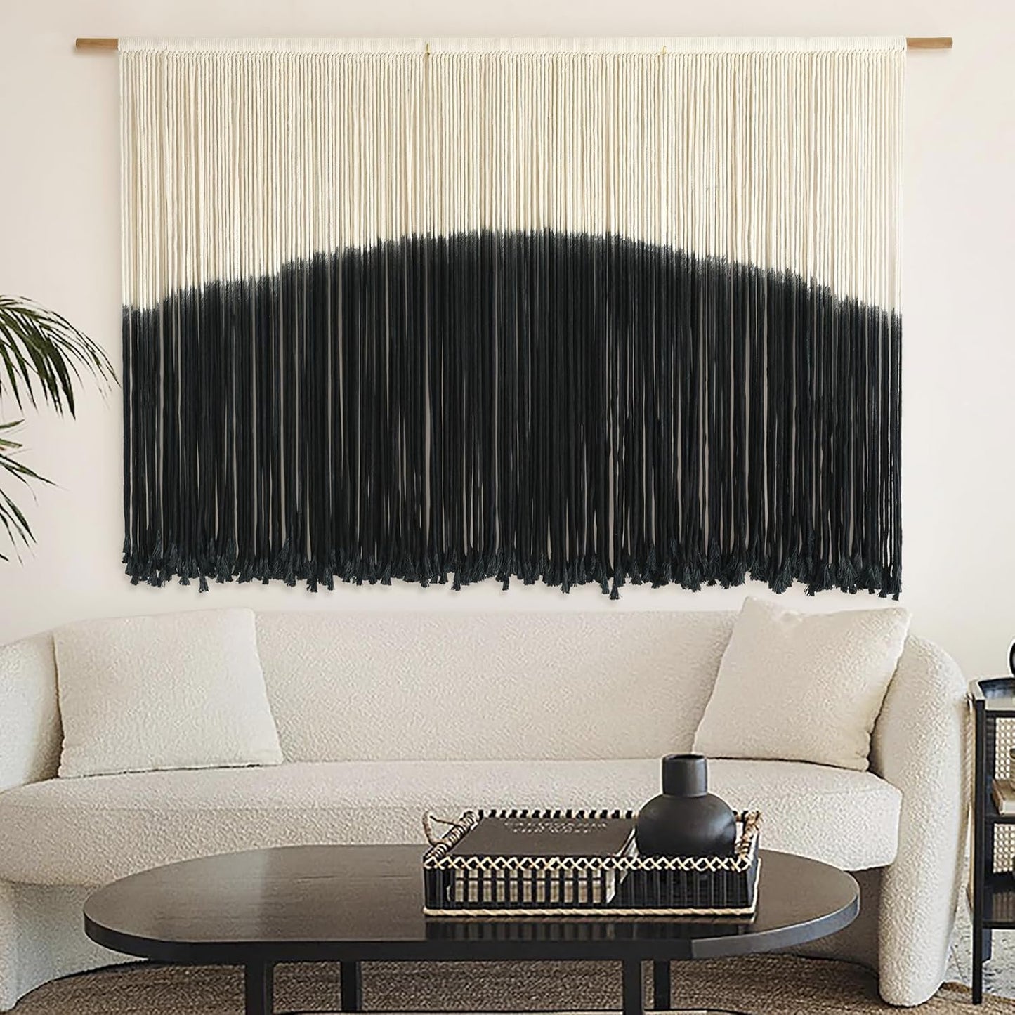 Flber Tie-Dye Macrame Wall Hanging Large Bohemian Yarn Tapestry Macrame Home Décor, 57''W*35''L