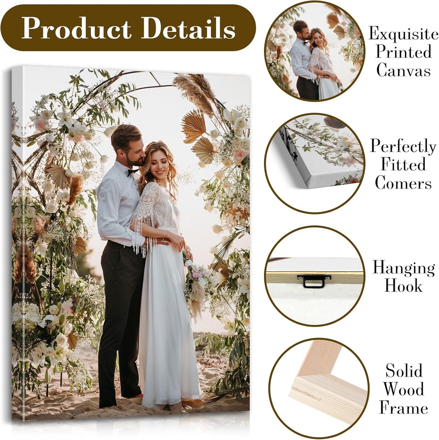 Custom Canvas Prints with Your Photos - Personalized Pictures Print, Customized Photo Gifts, Wall Art Poster Canvas Printing for Wedding, Family, Baby, Pets, Home Office Decor, Wrapped Frame 24x24