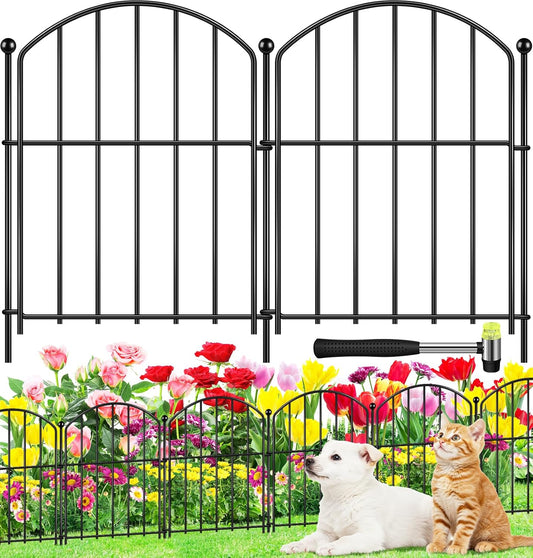 Decorative Garden Fence 17in (H) x50ft (L), Arched Rustproof Metal No Dig Fence for Dogs & Rabbit, Ornamental Animal Barrier for Flower Beds, Border Panels Fencing for Yard & Patio Outdoor Decor