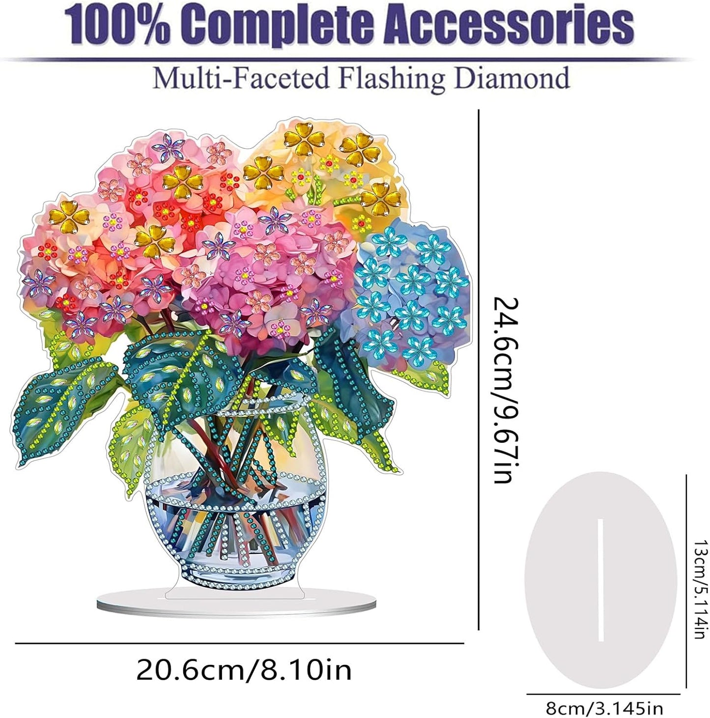 Diamond Painting Kits for Adults Beginners, 5D Full Drill Flowers Crystal Art Desktop Ornament, DIY Single Sided Home Office Desk Decor, Creative Craft Gift Set with Tools