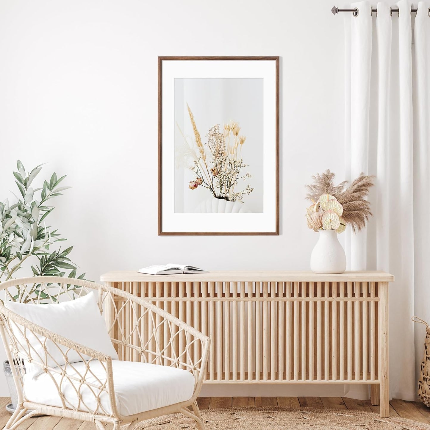 20x30 Poster Frame Set of 2 Natural Solid Walnut Photo Frames with 16x24 Removable Mat Wall Hanging Large Handcrafted Frame with HD Plexiglass Wall and Tabletop Display Large Picture Frame