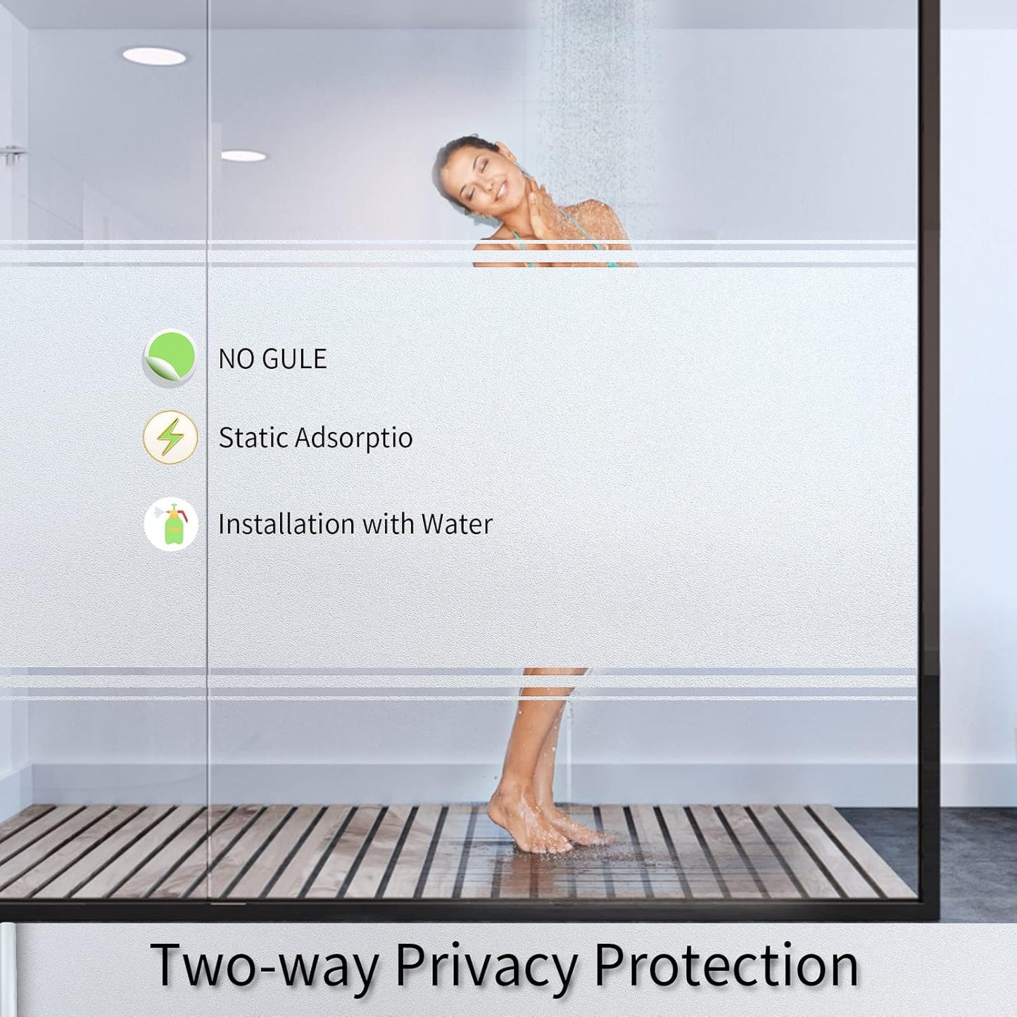 Frosted Glass Window Film with Tools,Reusable Window Privacy Film,Static Clings Window Film Kit for Home Bathroom and Office. (Pure, 17.5Inch×78.7Inch)