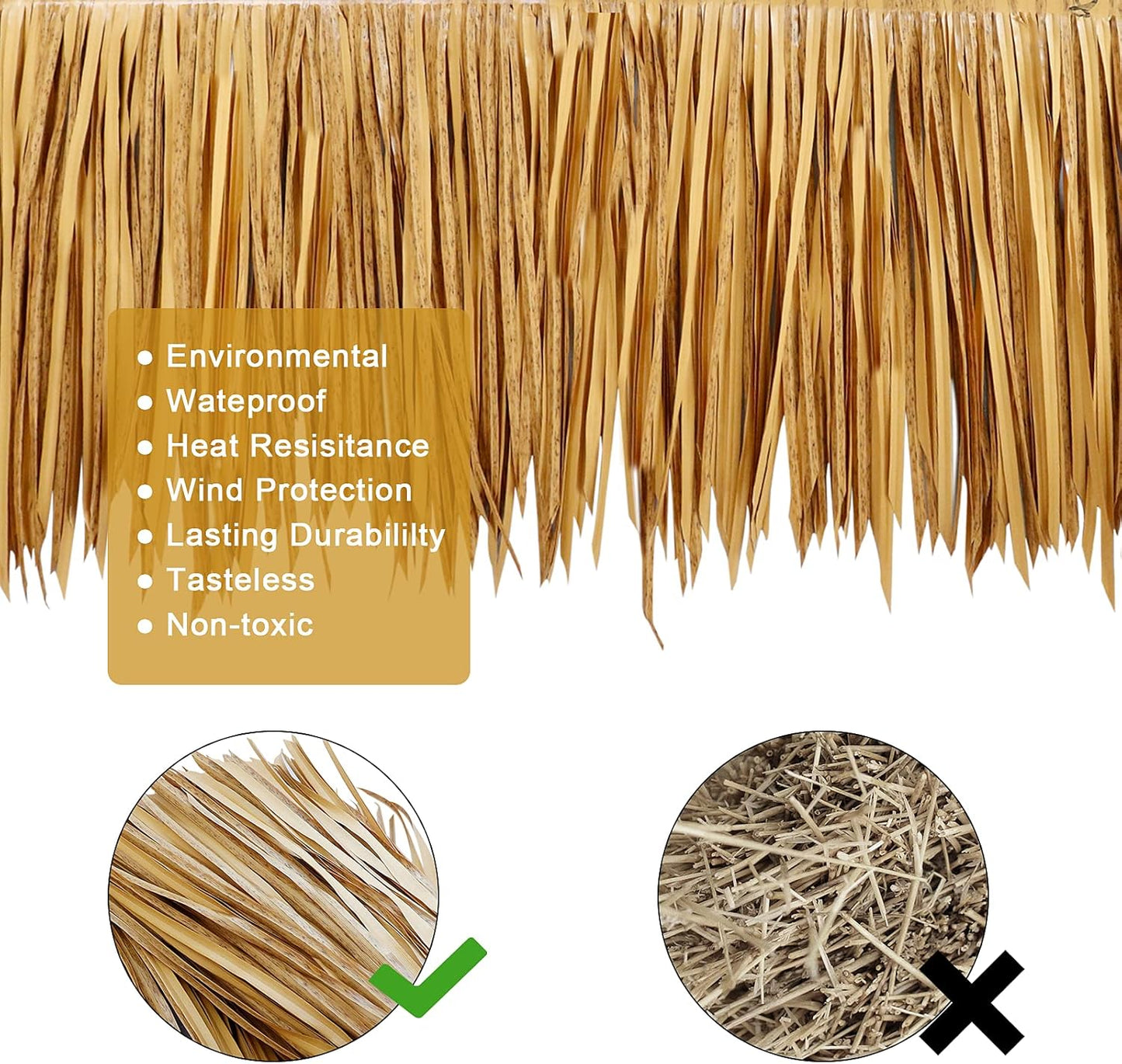 39.5" Tiki Straw Roof Thatch-Mexican Style Artificial Palm Thatch Rolls, Tiki Bar Hut Grass Duck Boat Blinds Grass Runner Rolls Palapa Thatch Roofing for Garden Patio Umbrella Fence Party Decoration
