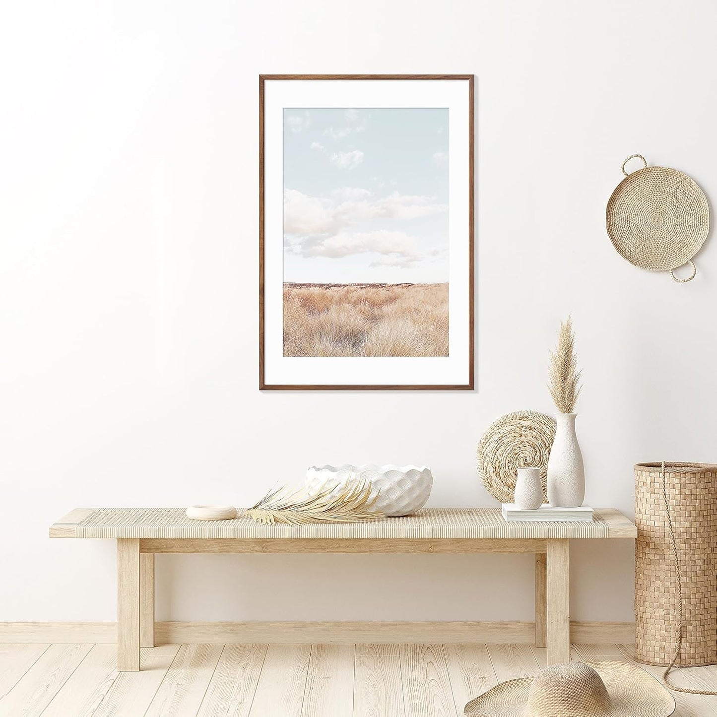 24x36 Poster Frame Set of 2 Natural Solid Walnut Photo Frames with 20x30 Removable Mat Wall Hanging Large Handcrafted Frame with HD Plexiglass Wall and Tabletop Display Large Picture Frame