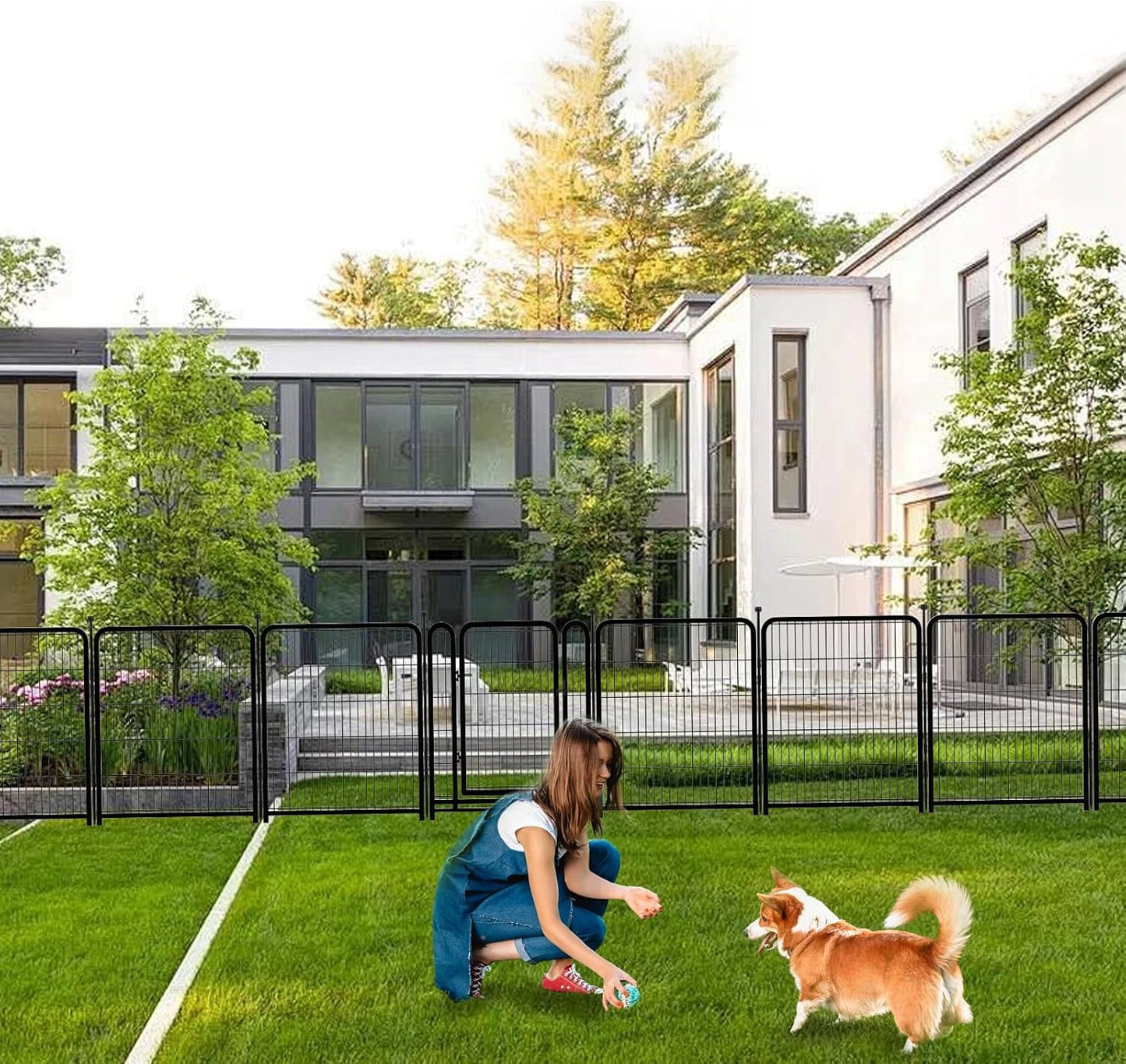 Dog Playpen 36 Inch 14 Panels, Dog Play Pen Indoors, Garden Fence for Yard, Total 31 Ft(l) Black Dog Pen Wide Door Low Threshold, Be Suitable for Camping Garden Yard