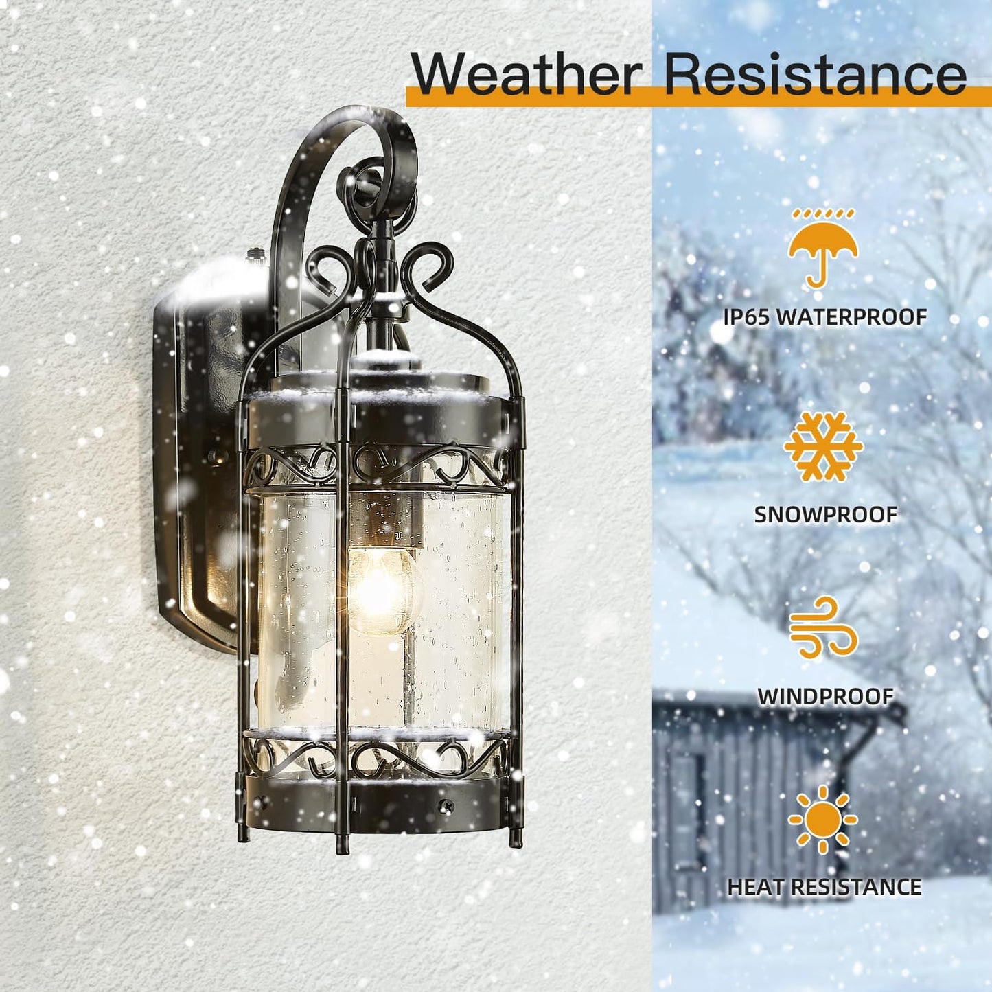 Dusk to Dawn Sensor Outdoor Wall Sconce,14.96" H Vintage Exterior Light Fixture with IP65 Waterproof,Classical European Style Porch Light with Bubble Glass for Garage Yards Patio