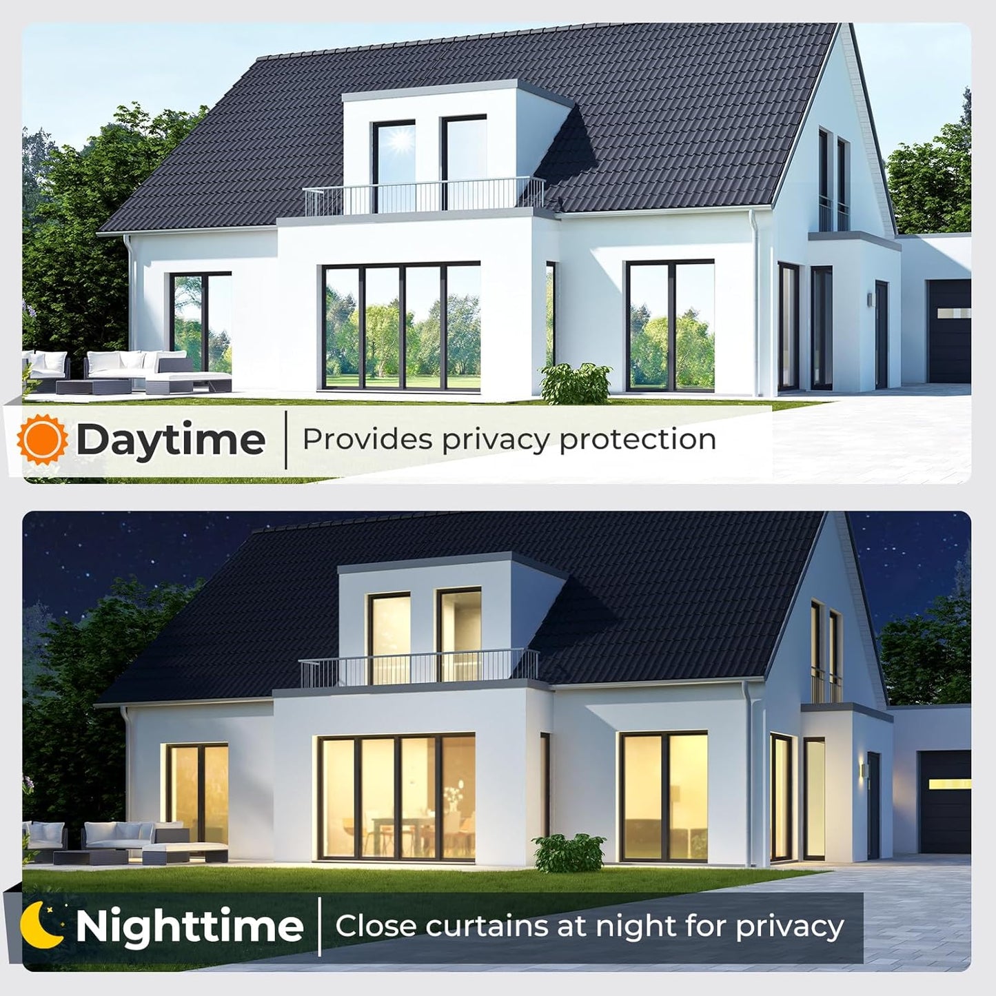 DOWELL Window Privacy Film, One Way Window Tint for Home, Static Cling Anti UV Sun Blocking Reflective Mirror Film, Heat Control See Out Not in Glass Tinting, Silver, 23.6" x 78.7"