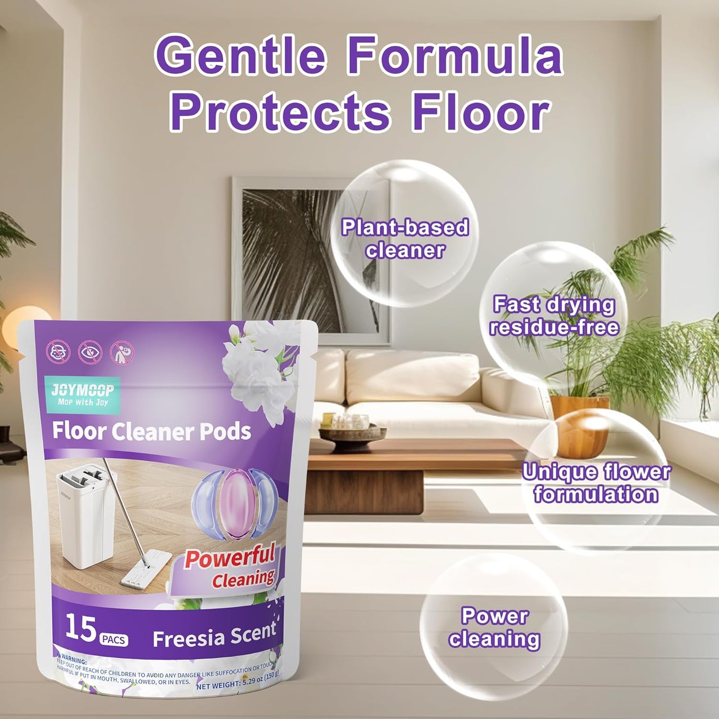 JOYMOOP Floor Cleaner for Mopping, 30 PCS Mopping Solution, Hardwood Floor Cleaner, Works Perfectly with Mop Bucket