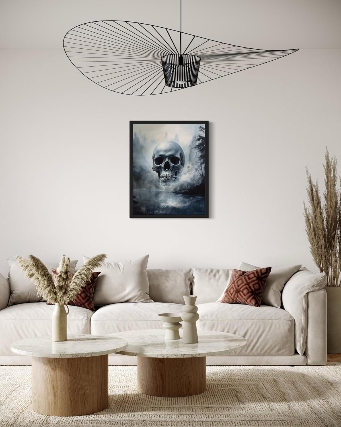 Foggy Skull Poster Art Print, Halloween Scary Vintage Wall Art Academia Spooky Painting Decoration for Horror Prints, Gothic Posters Bedroom Decor 89 (Foggy Skull, 11 x 14 inches, Unframed)
