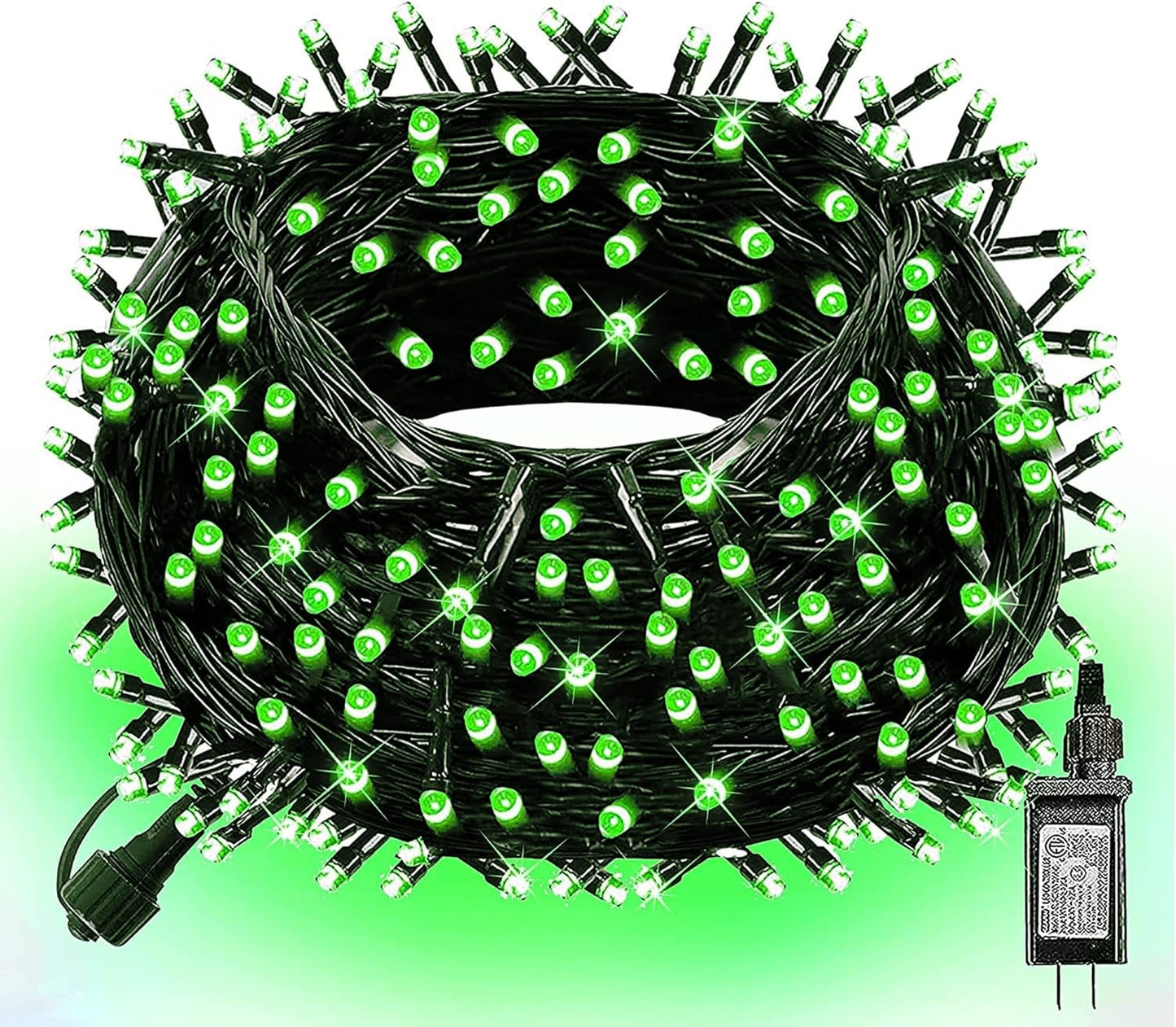 DAZZLE BRIGHT Christmas 300 LED String Lights, 100FT Connectable String Lights with 8 Lighting Modes, Xmas Vintage Decorations for Indoor Outdoor Party Supplies Yard Garden Decor (Green)