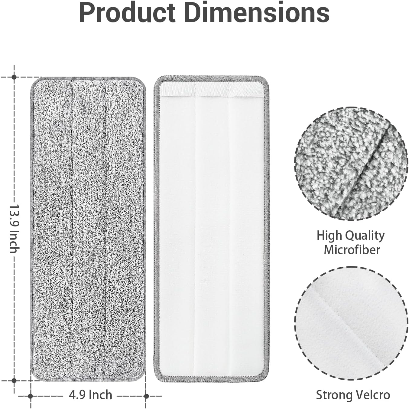 10Pcs Joymoop Mop Replacement Pads, 13 * 4.9'' Universal Mop Pads Mop Head Refills Washable Wet Mop, Compatible with Most 11-13” Size Mops，