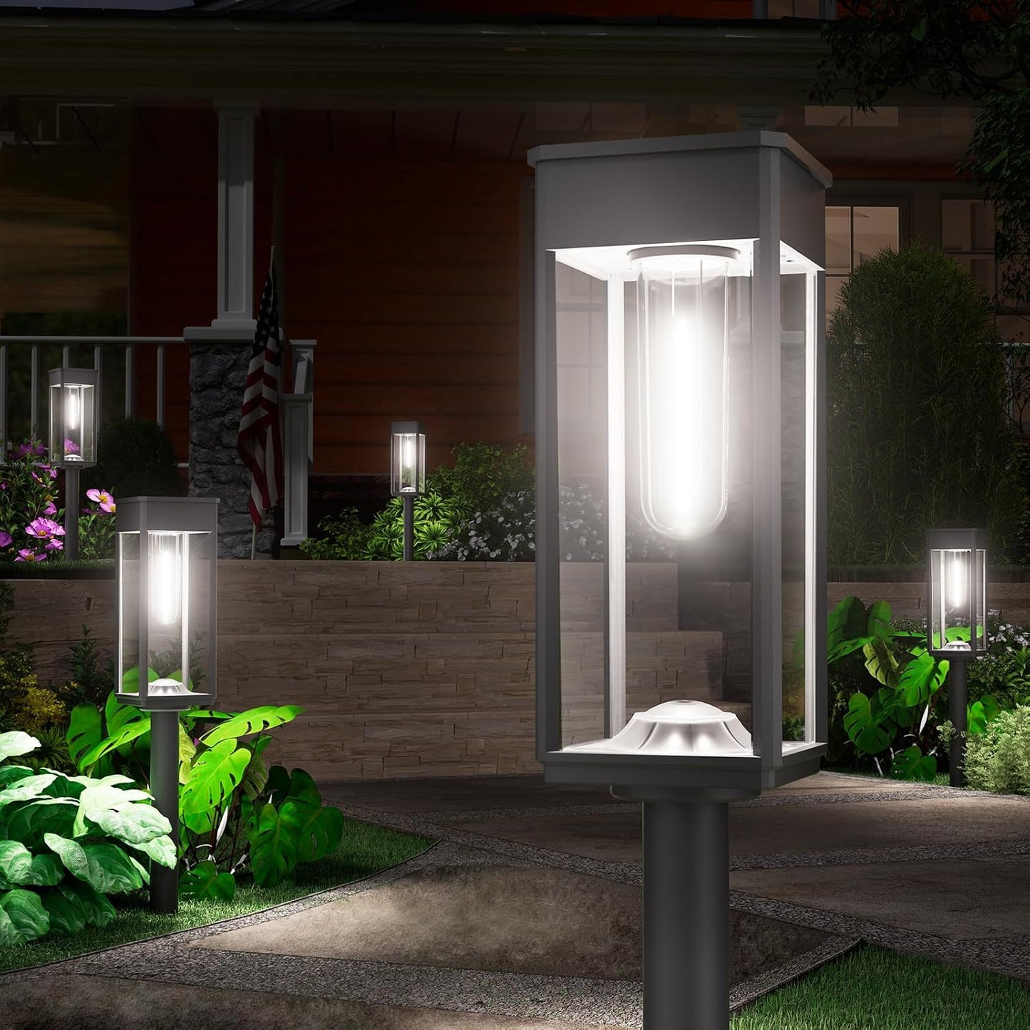 2 Pack Bright Solar Pathway Lights,IP65 Waterproof Outdoor Garden Path Lights,Solar Powered for Yard,Lawn,Walkway,Driveway Landscape Lighting (Cool White)