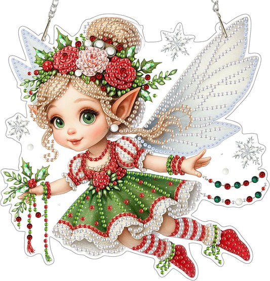 EOBROMD Diamond Hanging Art Kits for Adults, Diamond Art Painting Fairy Window Pendant Kits Suncatchers, DIY Special Shaped Rhinestone Adults, Home Wall Decor