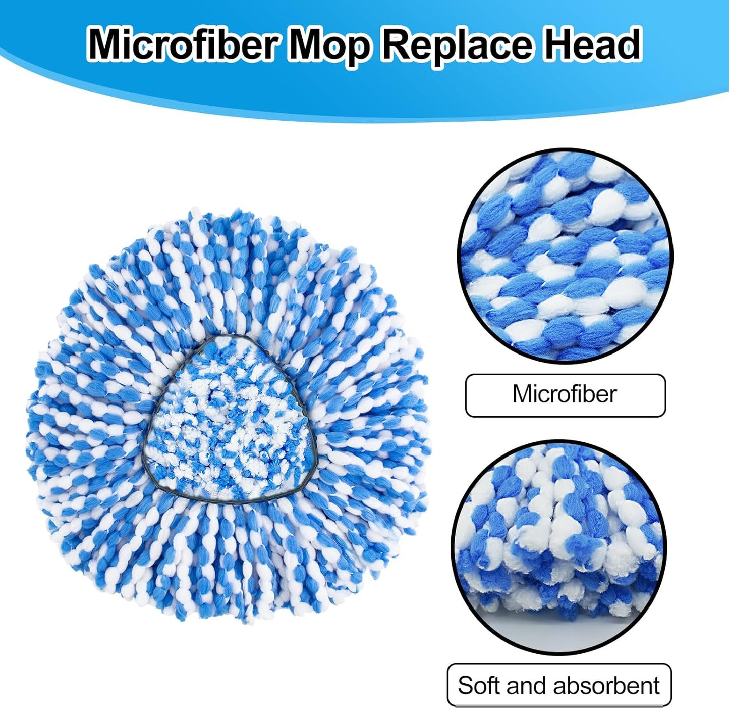 Spin Mop Head,Mop Handle,Base,Brush Compatible with Ocedar RinseClean 2 Tank Spin Mop System,2 Microfiber Spin Mops Replacement Head,4 Section Iron Mop Handle 30-58",Base and Scrub Brush Combo Set