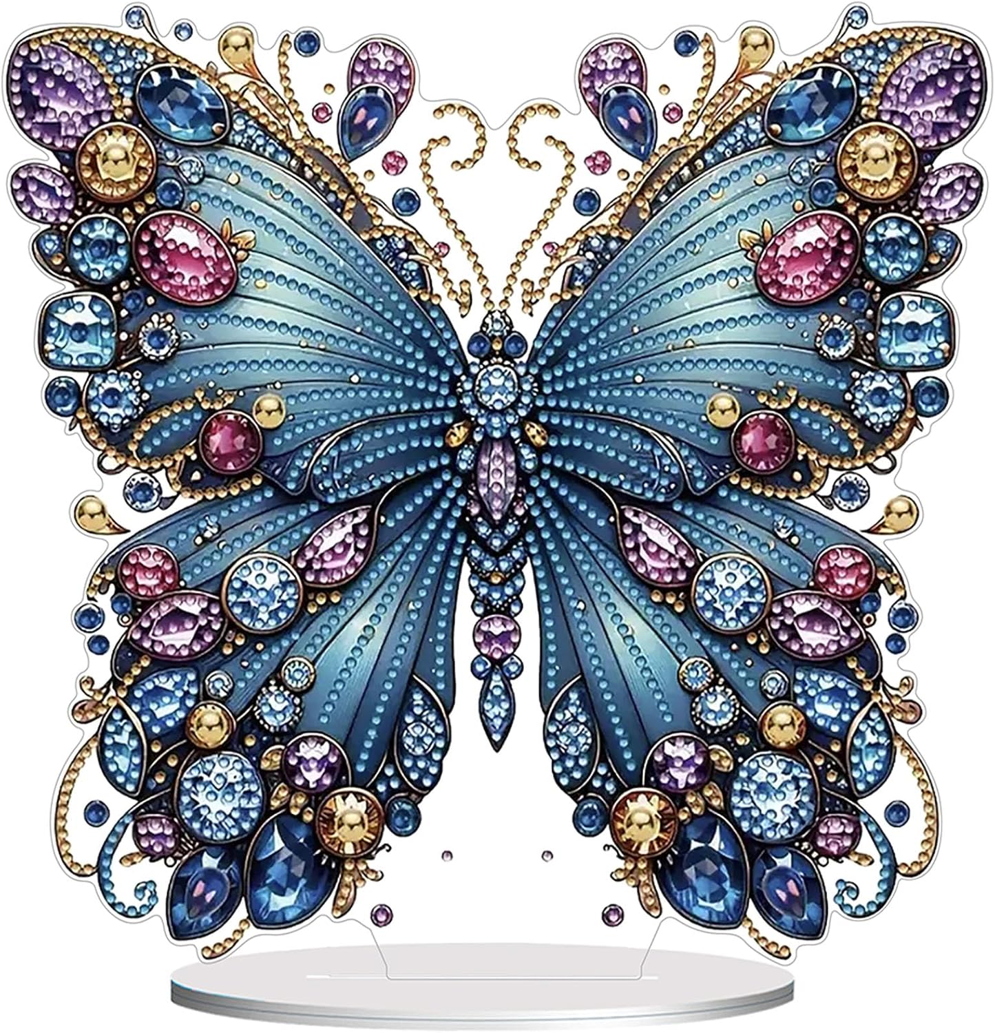 Diamond Painting Kits for Adults Beginners, 5D Full Drill Flowers and Butterfly Crystal Art Desktop Ornament, DIY Single Sided Home Office Desk Decor, Creative Craft Gift Set with Tools