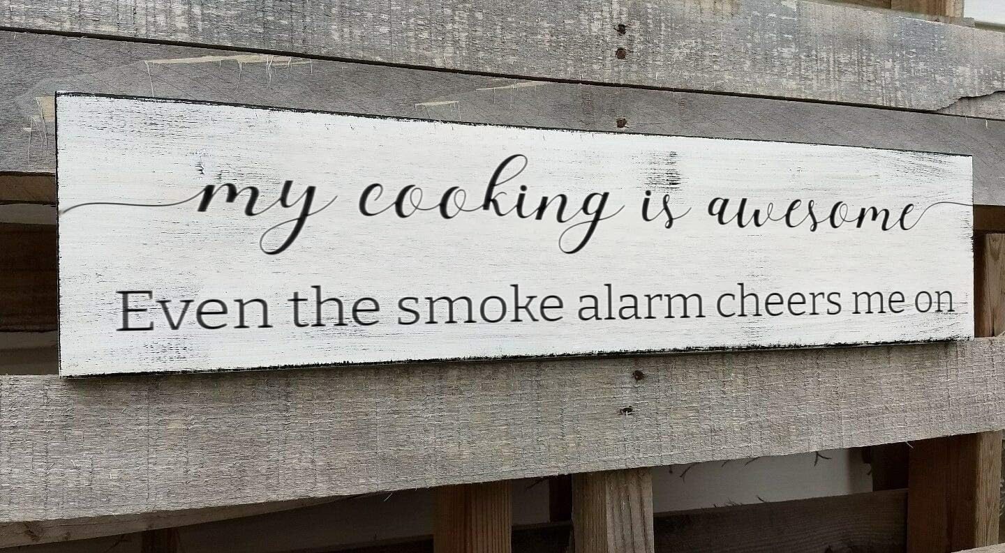 Funny Kitchen Sign, My Cooking is So Awesome, Farmhouse Kitchen Wall Decor,Rustic Quote Wooden Plaque Hanging for Housewarming (Cooking) 6x16 Inch