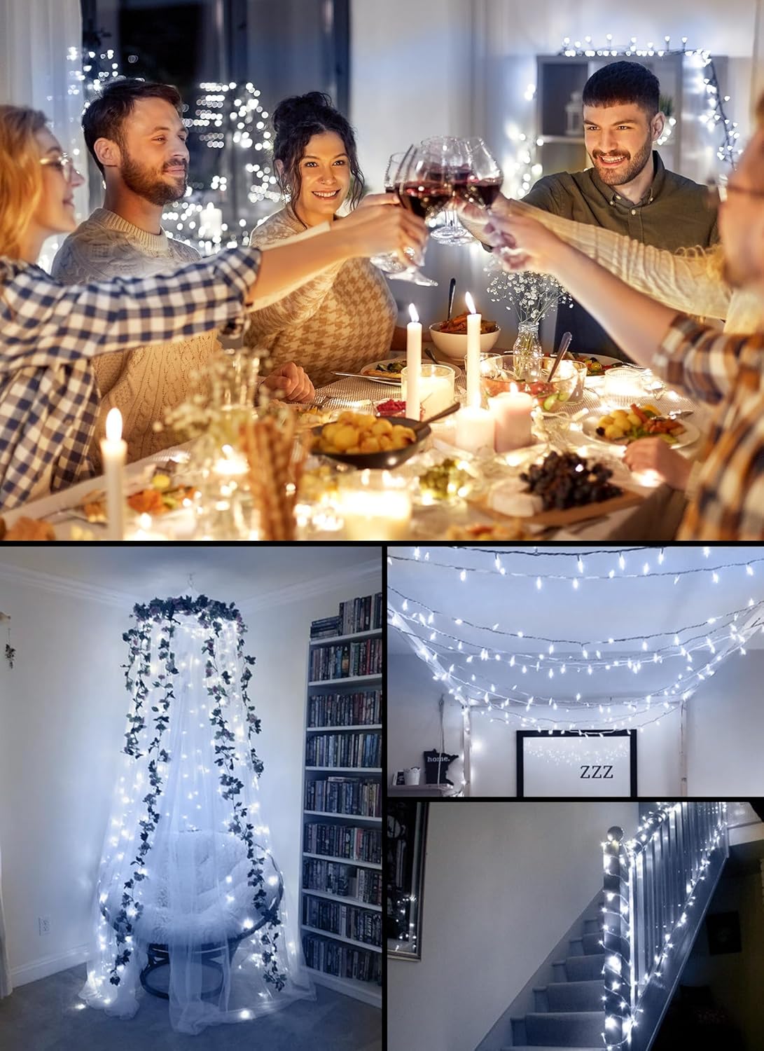 2 Pack Battery Operated Christmas String Lights, 8ft 20 LED Mini Lights with Timer, Christmas Tree Light for Indoor Outdoor Bedroom Wedding Party Holiday Xmas Decoration，Pure White