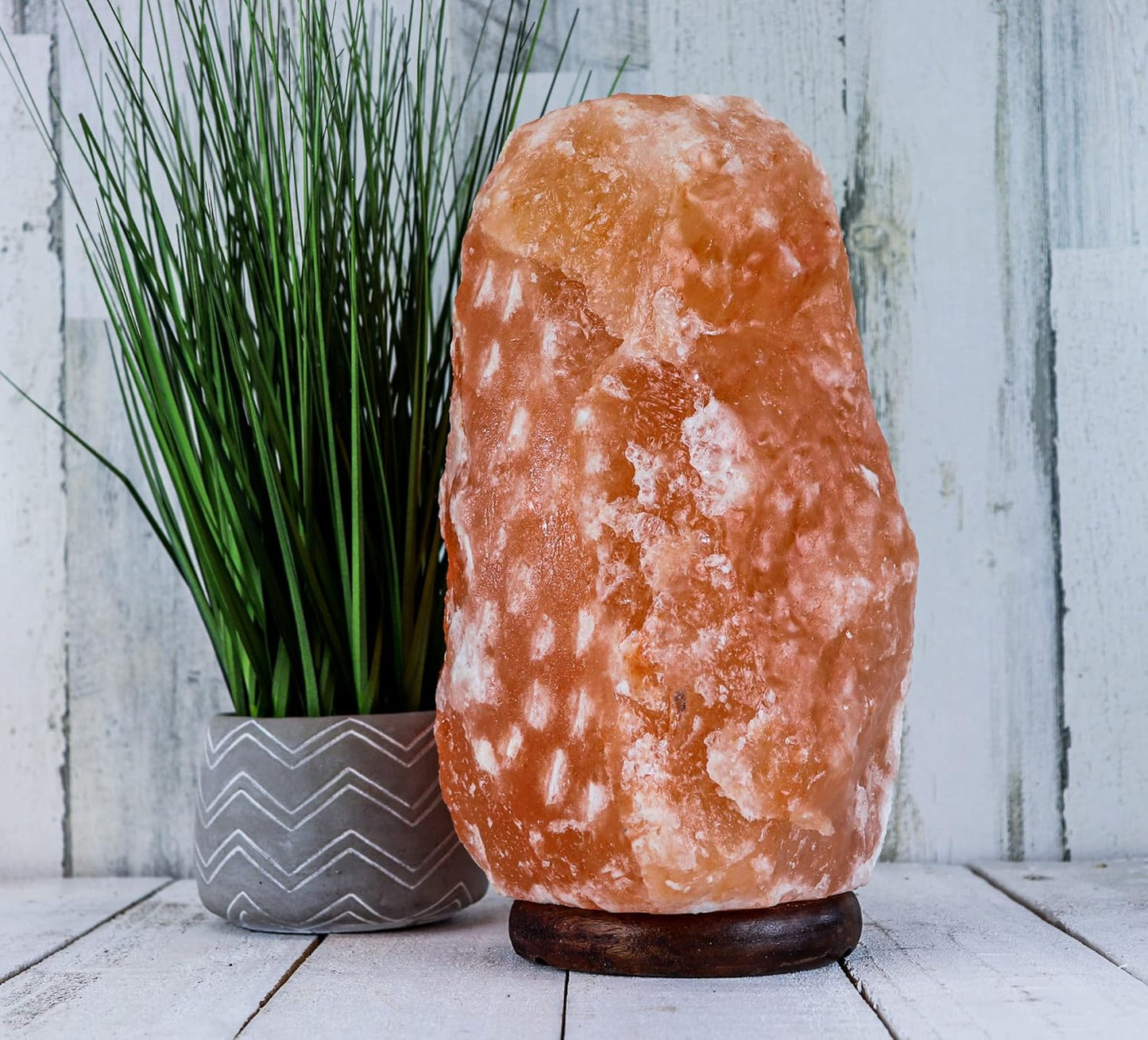 Himalayan Secrets LARGE Salt Lamp - Natural Pink Crystal with Wooden Base - Dimmer Cord and Bulb included (25-30 LBS)