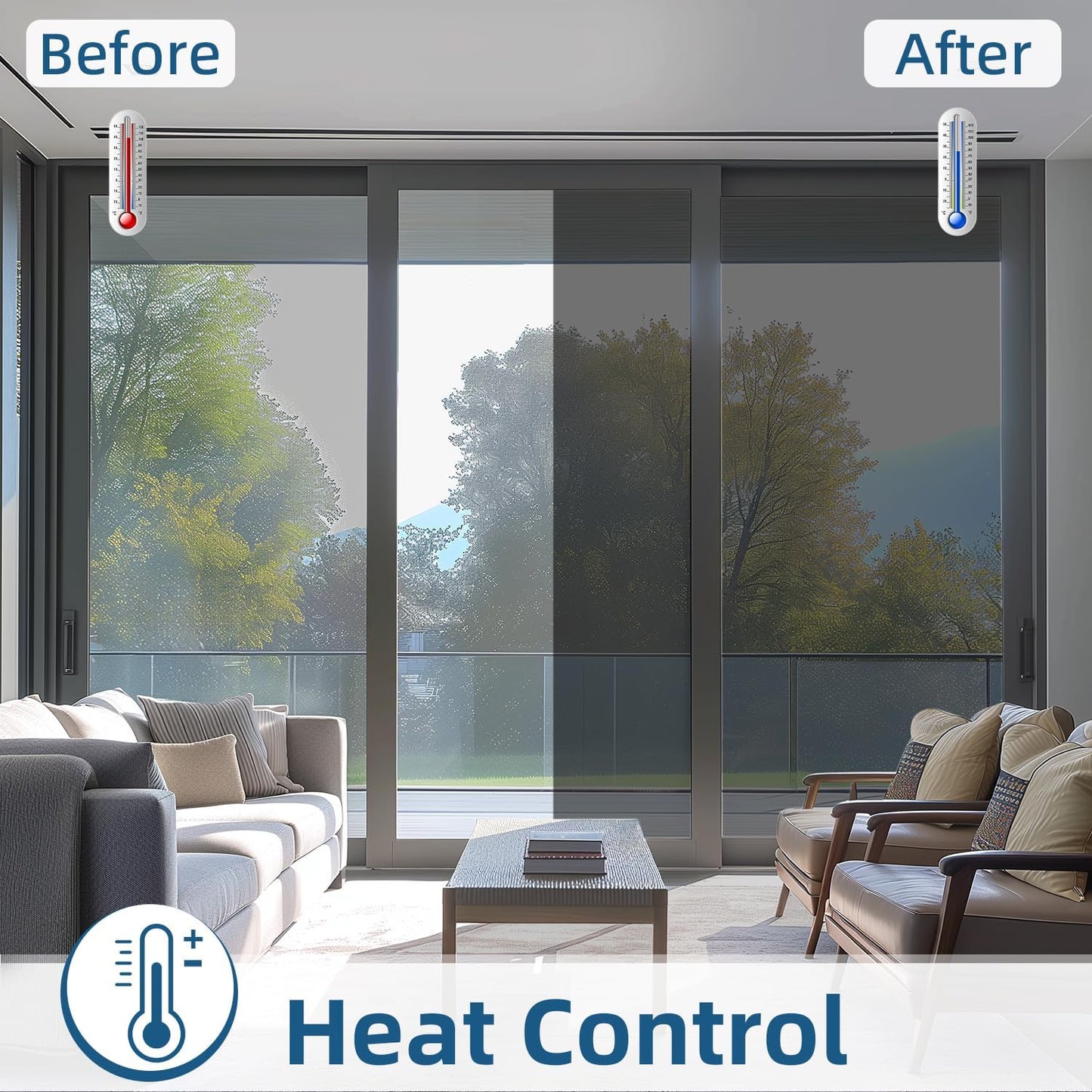 DUOFIRE One Way Window Film Privacy See Out Not in Heat Blocker Window Tint Reflective Mirror Windows Tinting Film for Home Static Cling Anti-UV Sun Blocking Windows Covering（Black, 17.4x78.7in）