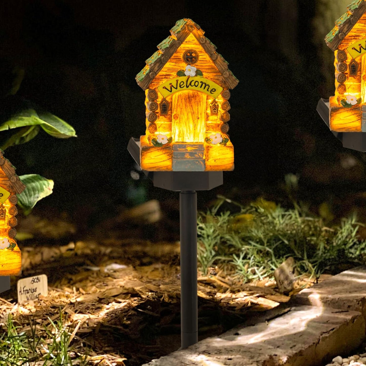 Dazzle Bright Fairy Garden House, 16" Glow in The Dark Cottage with Solar LED Light, Beautiful Miniature Garden Decoration for Indoor or Outdoor Gardens