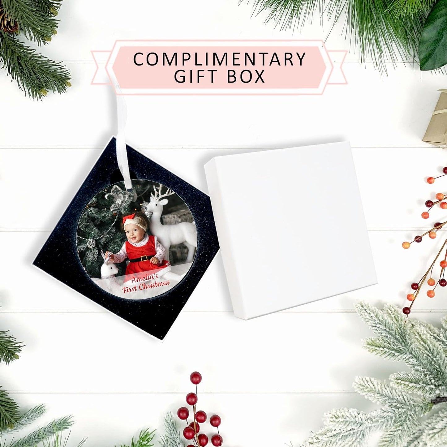 Custom Photo Christmas Ornament 2025 – Personalized Picture & Text Christmas Keepsake, Unique Gift for Newlyweds, New Parents, Baby’s First Christmas, New Home, Graduation, Milestones