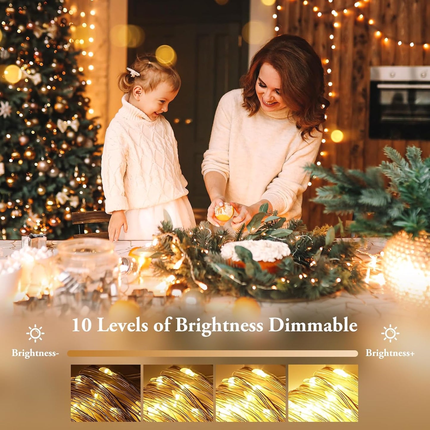 2 Pack 100 LED Fairy Lights Battery Operated with Remote, 33FT Waterproof Twinkle Lights with 8 Modes & Timer, String Lights for Bedroom DIY Wedding Indoor Outdoor Christmas Decorations, Warm White